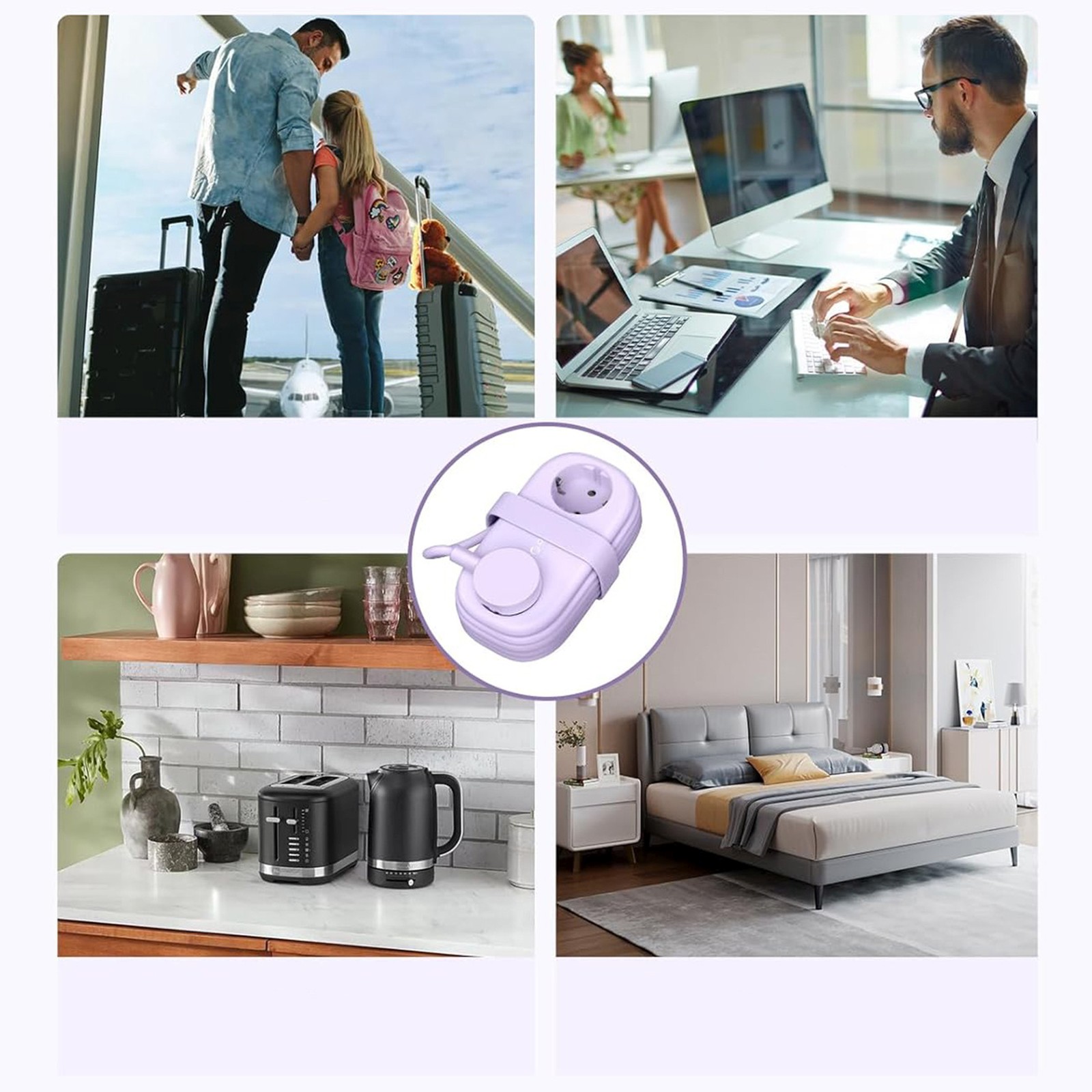 5-in-1 Maitinimo Juosta Ac Usb-a Usb-c Gan 20 W – Violetinė