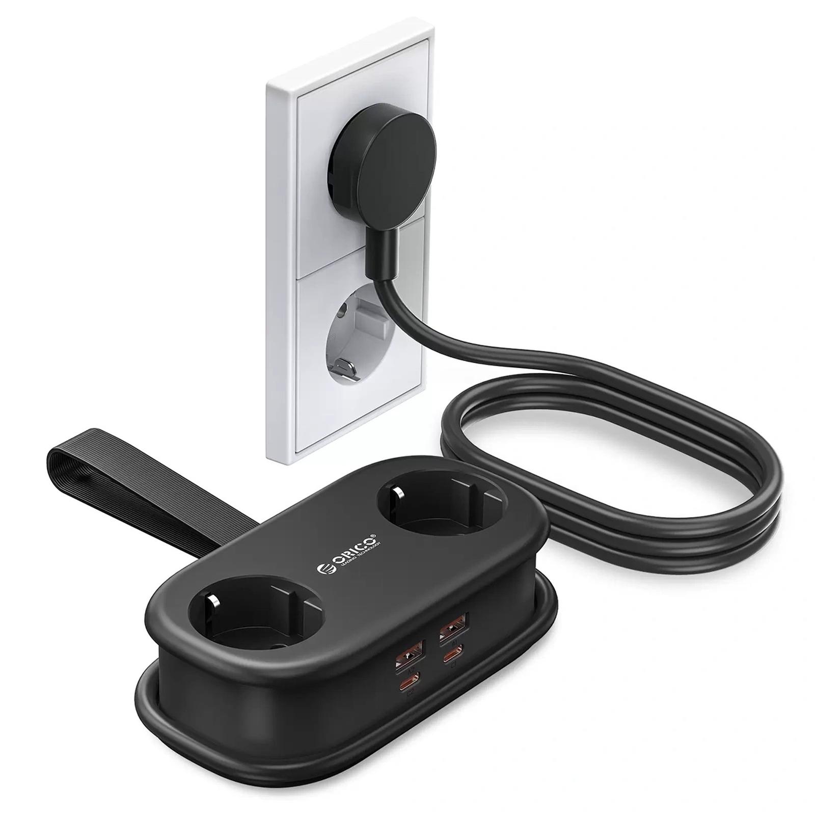 6-in-1 Maitinimo Juosta Ac Usb-a Usb-c Gan 65 W – Juoda