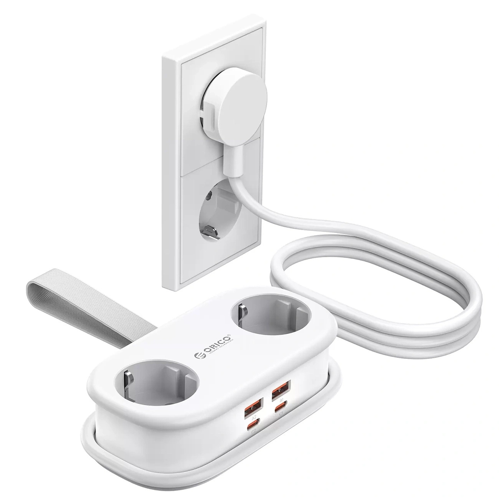 6-in-1 Maitinimo Juosta Ac Usb-a Usb-c Gan 65 W – Balta