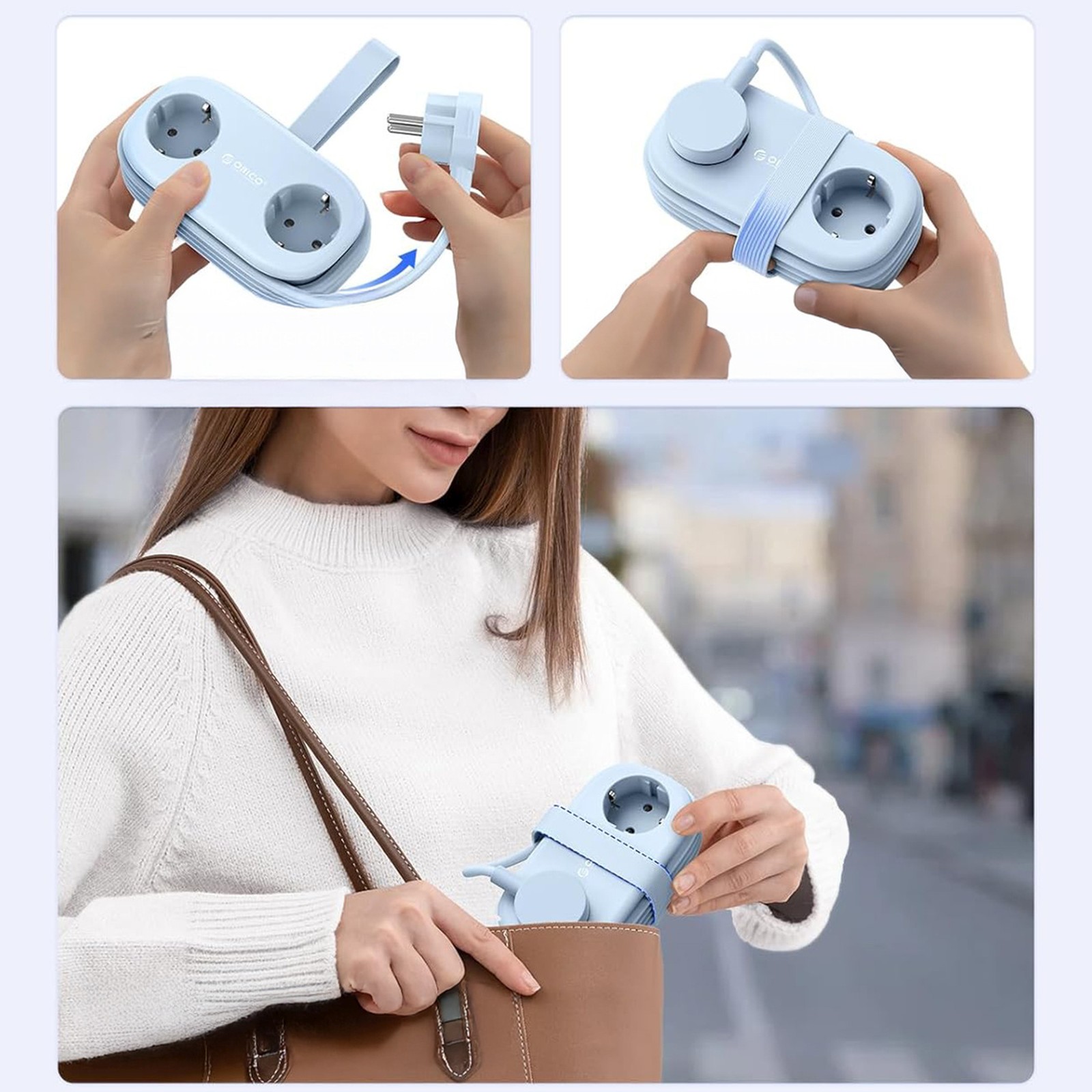 6-in-1 Maitinimo Juosta Ac Usb-a Usb-c Gan 65 W – Mėlyna
