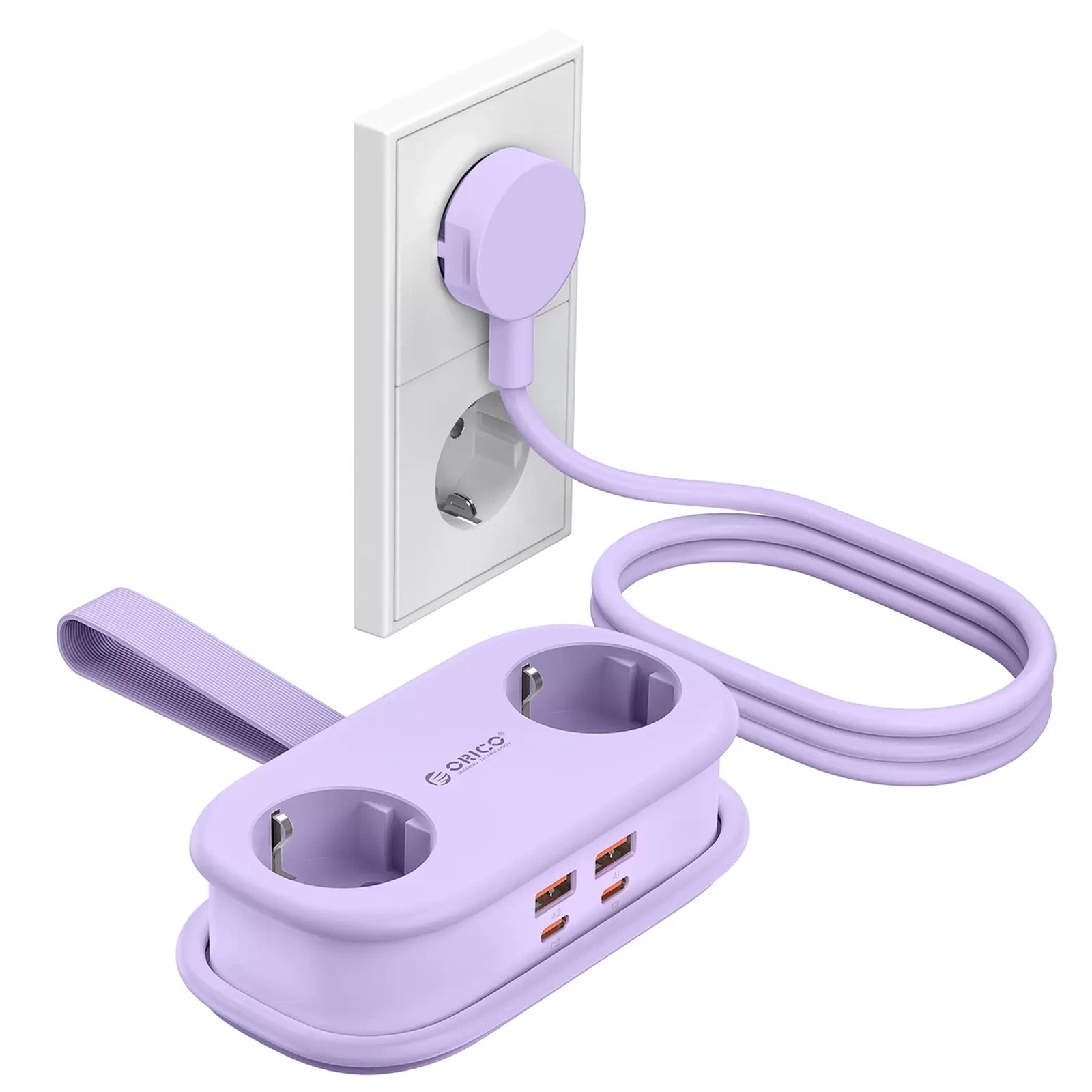 6-in-1 Maitinimo Juosta Ac Usb-a Usb-c Gan 65 W – Violetinė