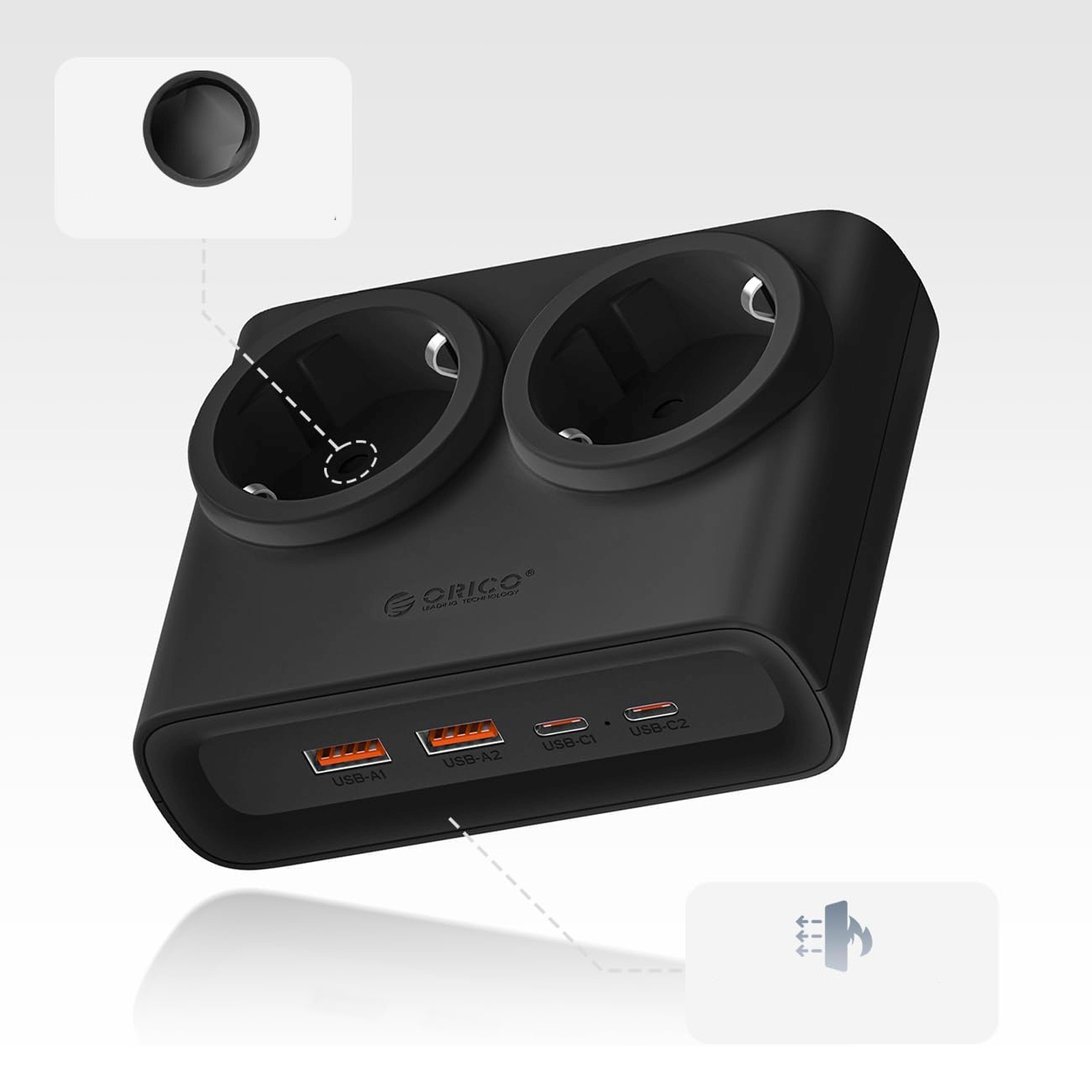 6-in-1 Maitinimo Juosta Ac Usb-a Usb-c 25 W – Juoda