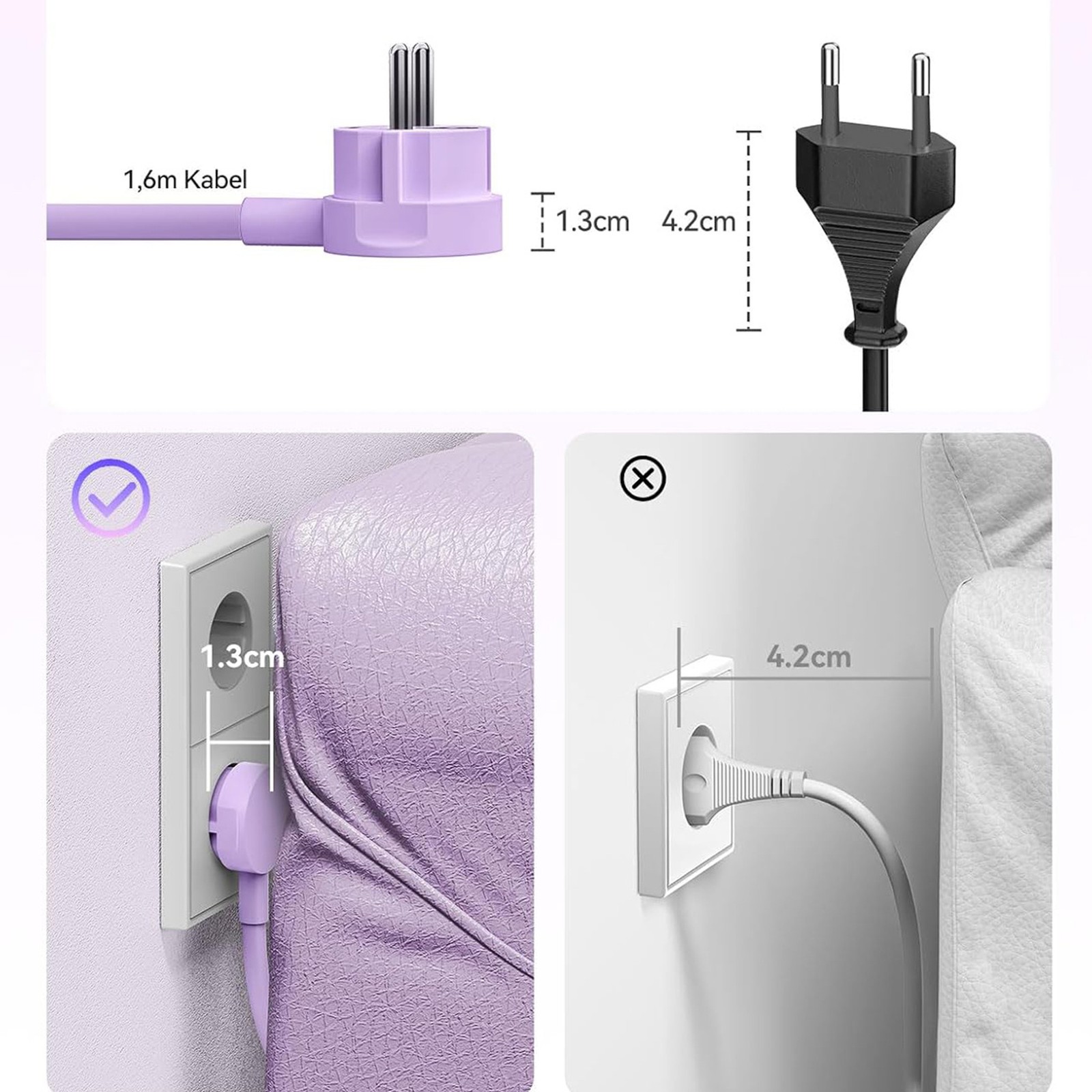 6-in-1 Maitinimo Juosta Ac Usb-a Usb-c 25 W – Violetinė