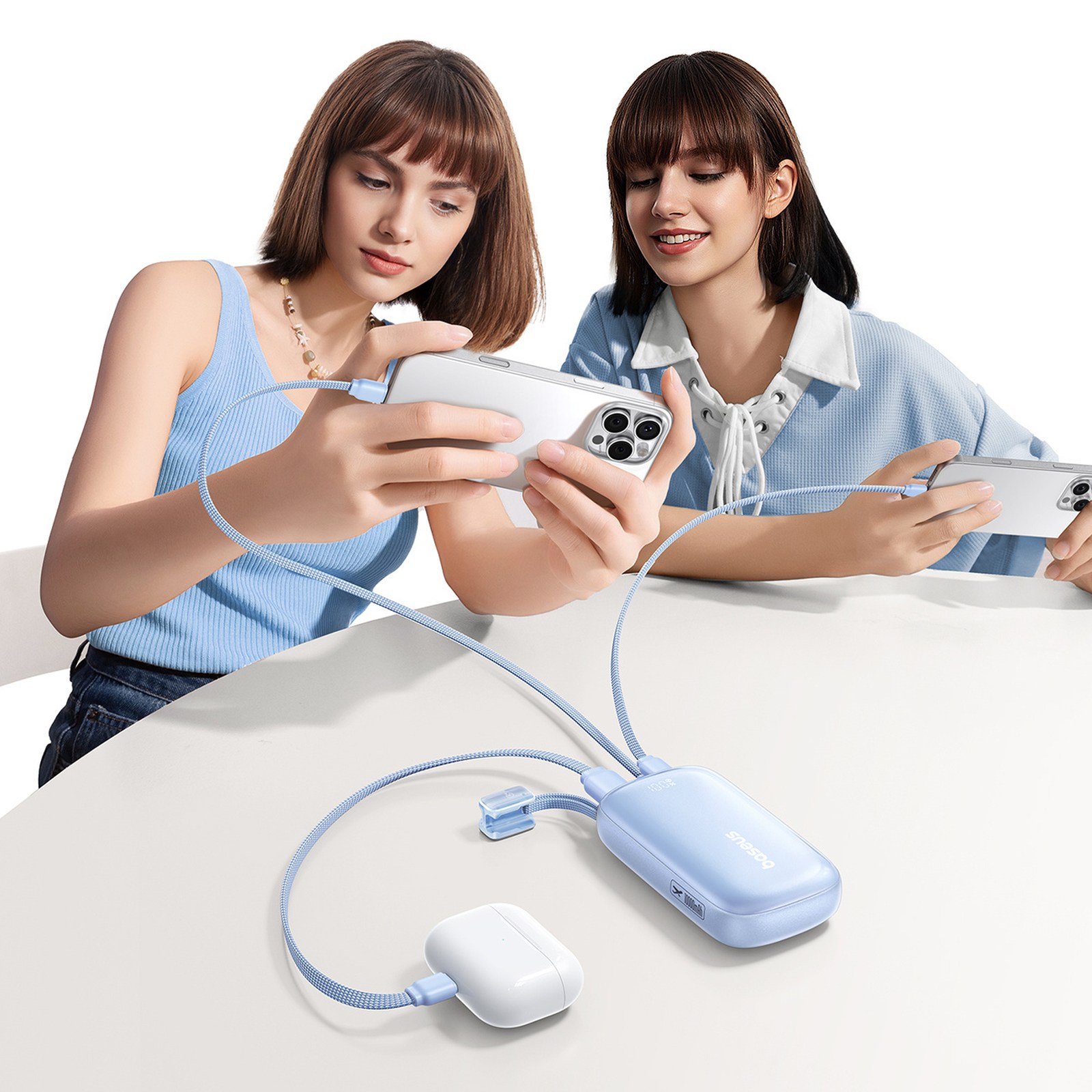 10000 Mah, 45 W Išorinis Akumuliatorius Su Usb-c–„iphone Lightning“ Kabeliu – Mėlynas