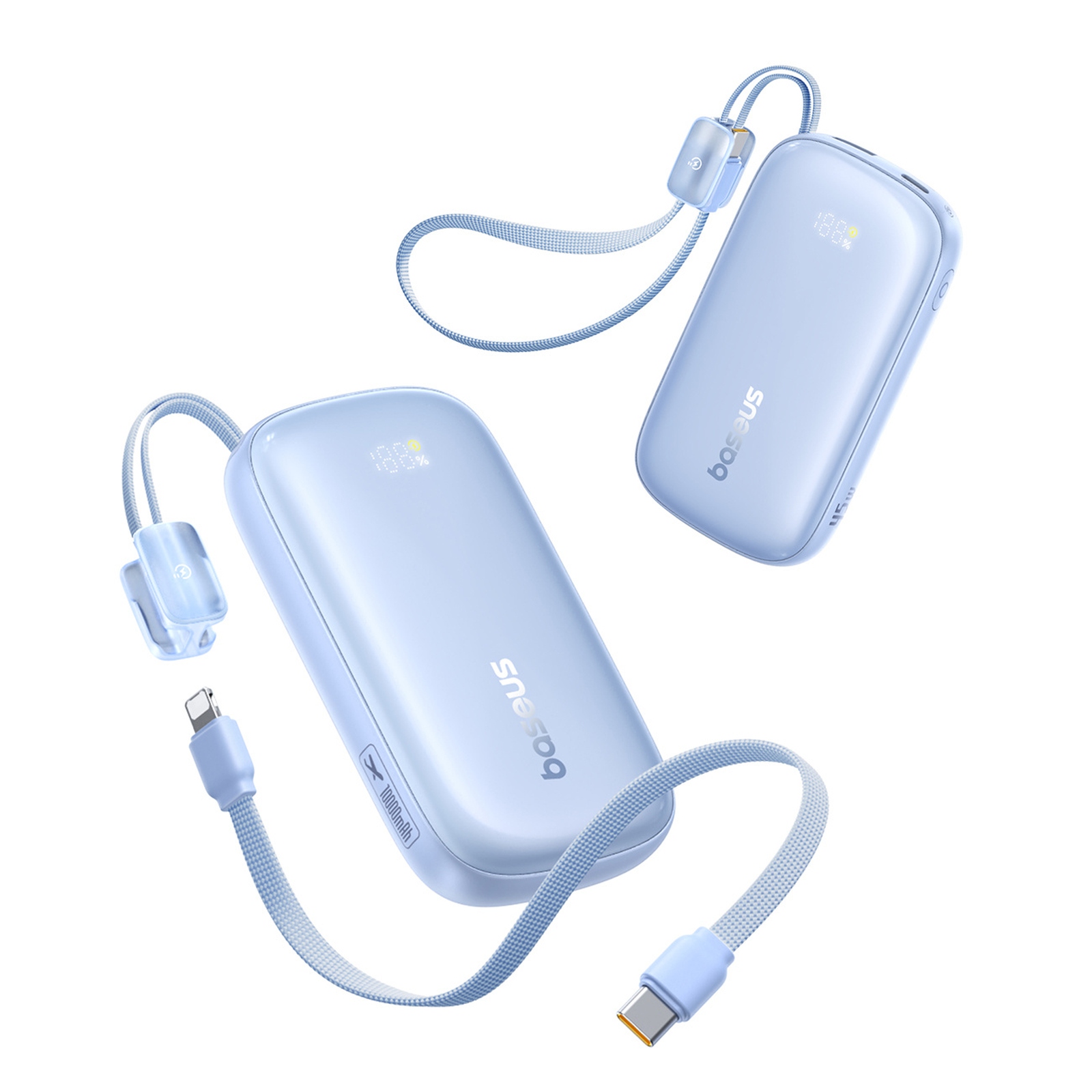 10000 Mah, 45 W Išorinis Akumuliatorius Su Usb-c–„iphone Lightning“ Kabeliu – Mėlynas
