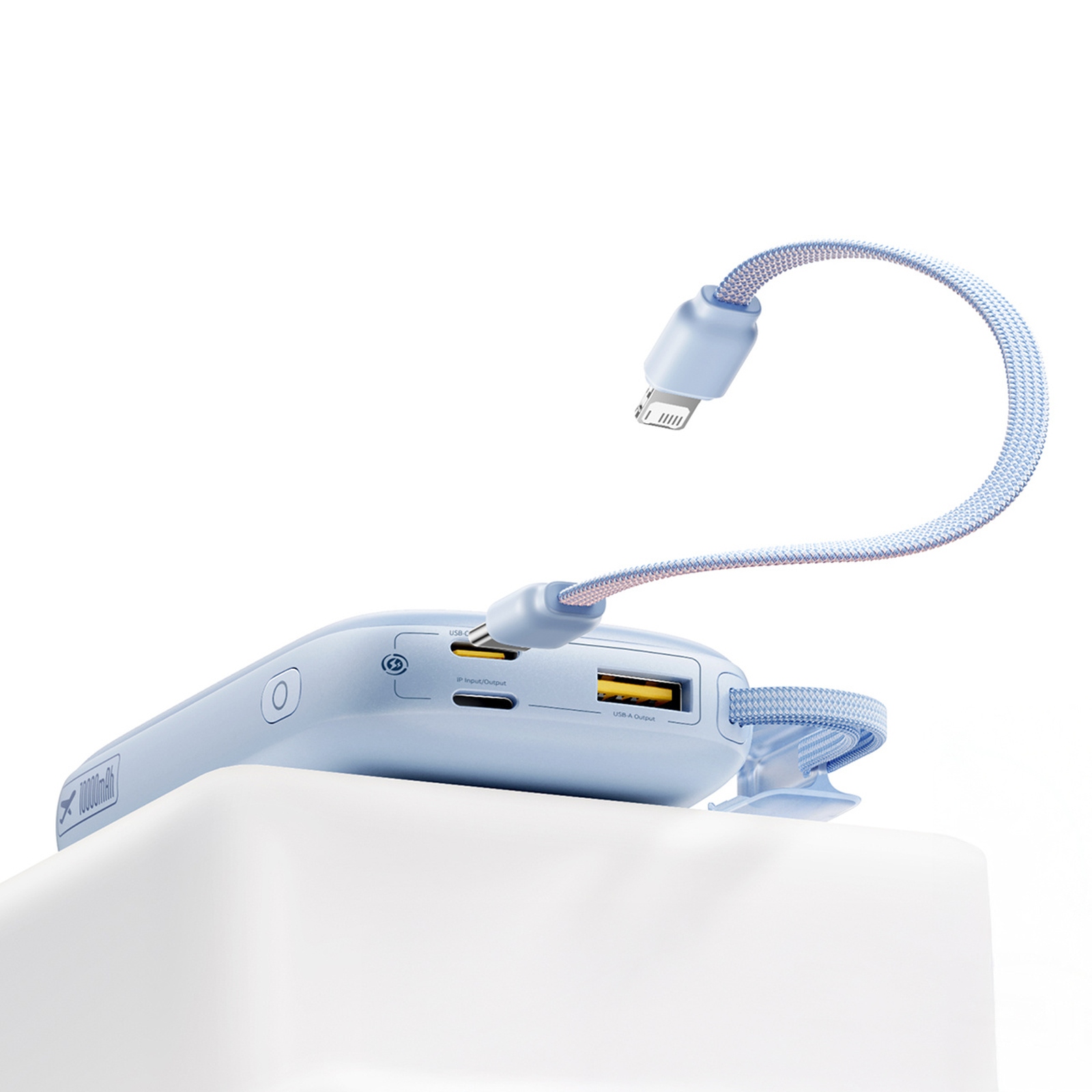10000 Mah, 45 W Išorinis Akumuliatorius Su Usb-c–„iphone Lightning“ Kabeliu – Mėlynas