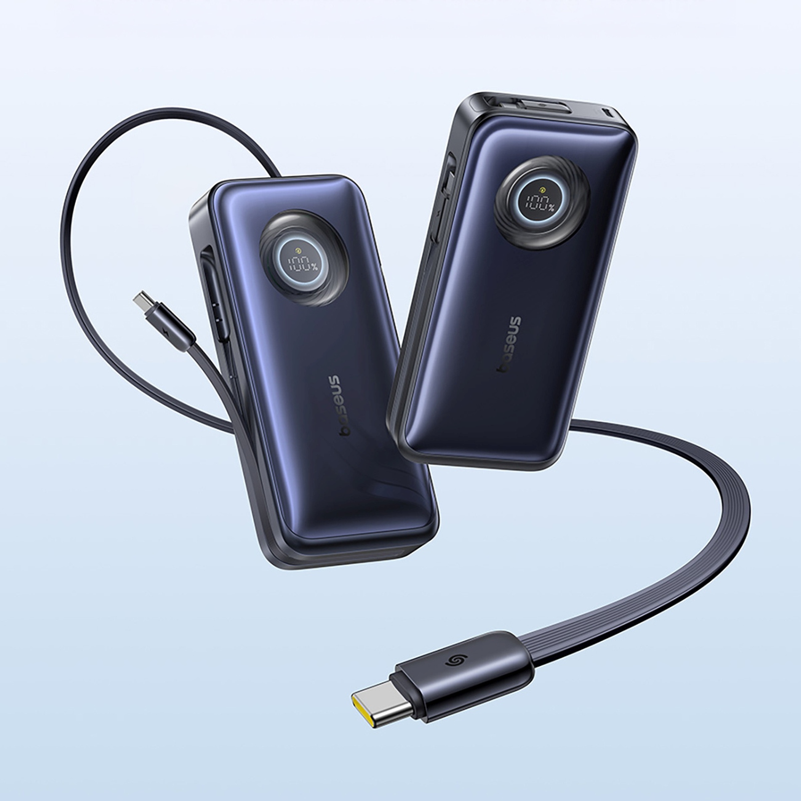 20000 Mah, 100 W Išorinis Akumuliatorius Su Suskleidžiamais Usb-c Kabeliais – Juodas