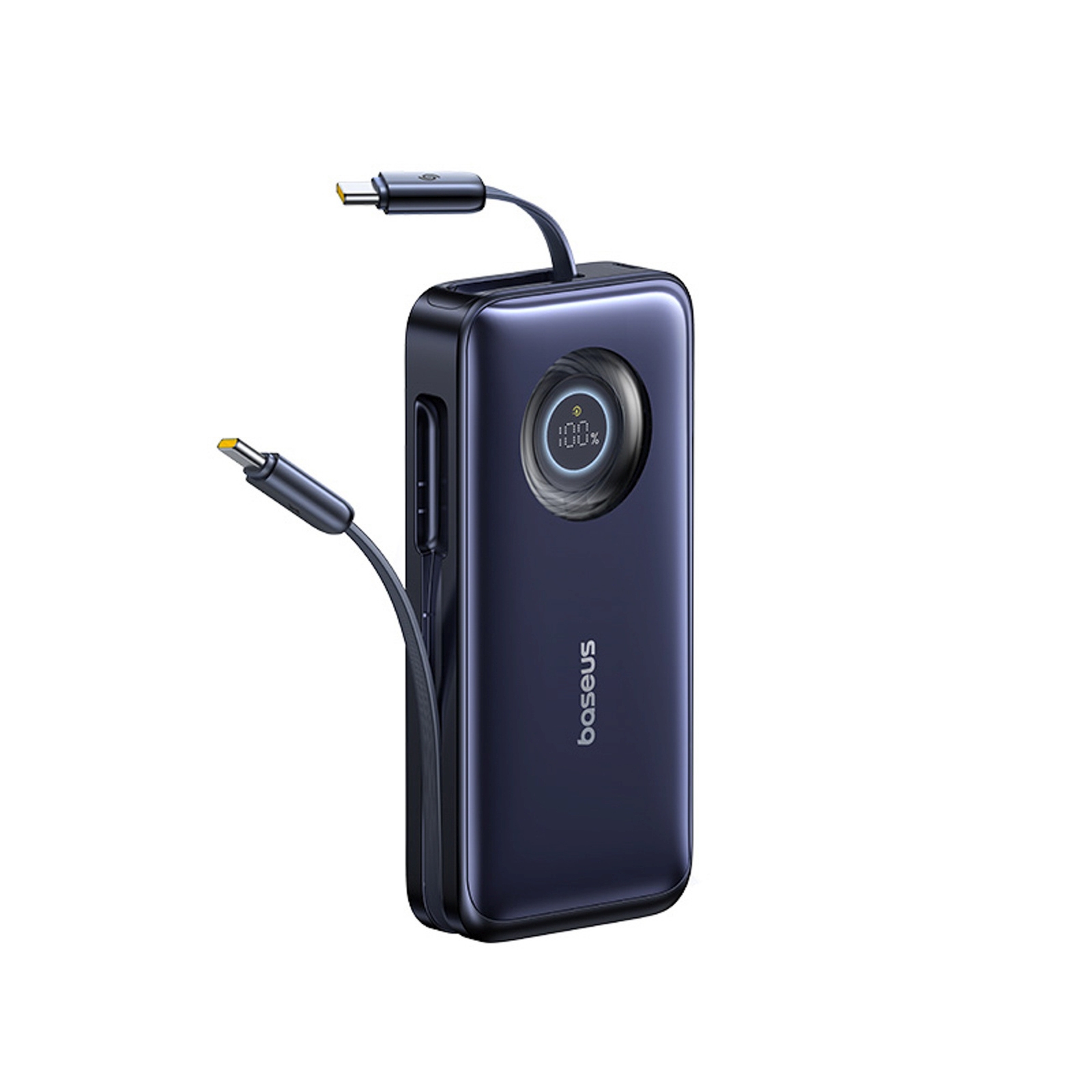 20000 Mah, 100 W Išorinis Akumuliatorius Su Suskleidžiamais Usb-c Kabeliais – Juodas