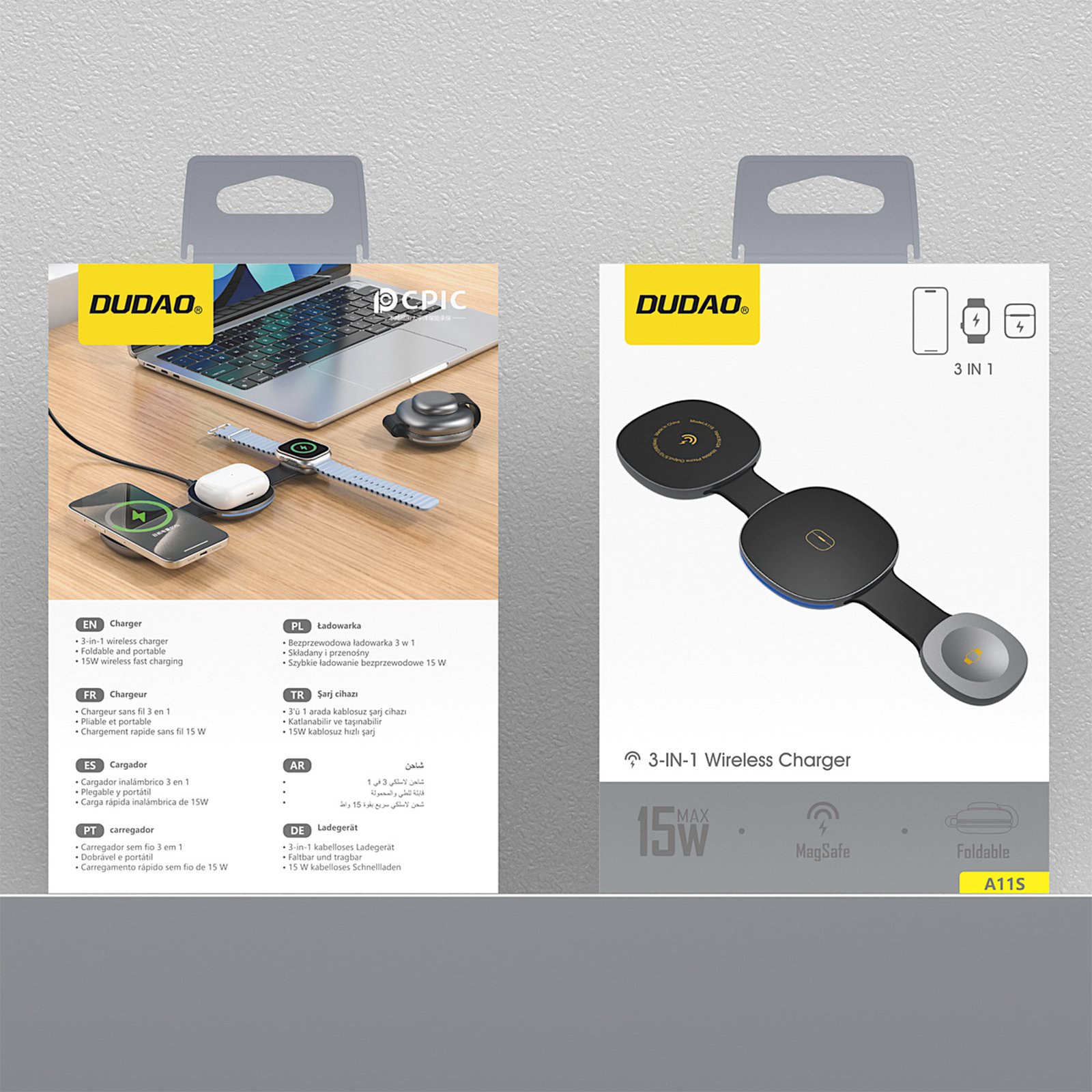 3-in-1 Belaidis įkroviklis, Skirtas Išmaniesiems Telefonams, Išmaniesiems Laikrodžiams Ir Ausinėms Su „magsafe“ – Juodos Spalvos