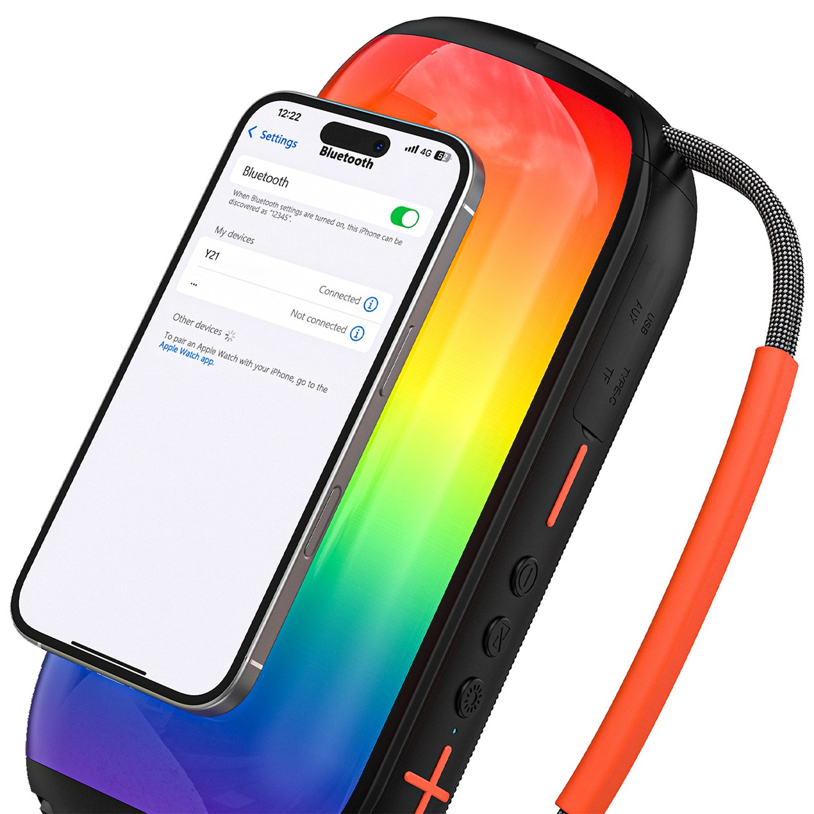 Belaidis Garsiakalbis Su Rgb Apšvietimu Ir Laikikliu, Palaikantis „bluetooth“ – Juodas