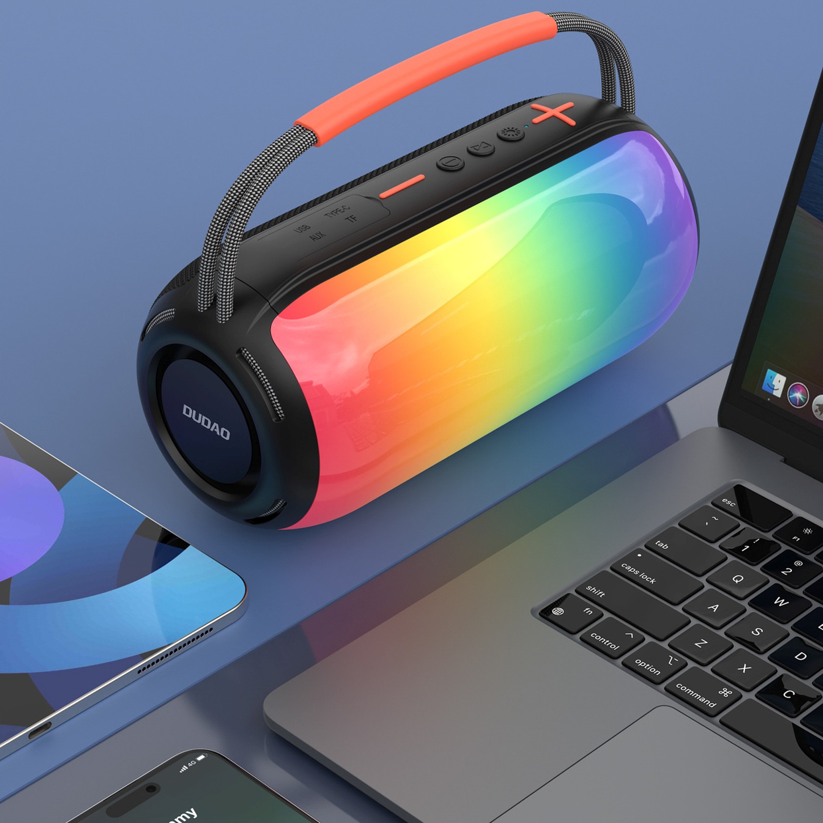 Belaidis Garsiakalbis Su Rgb Apšvietimu Ir Laikikliu, Palaikantis „bluetooth“ – Juodas