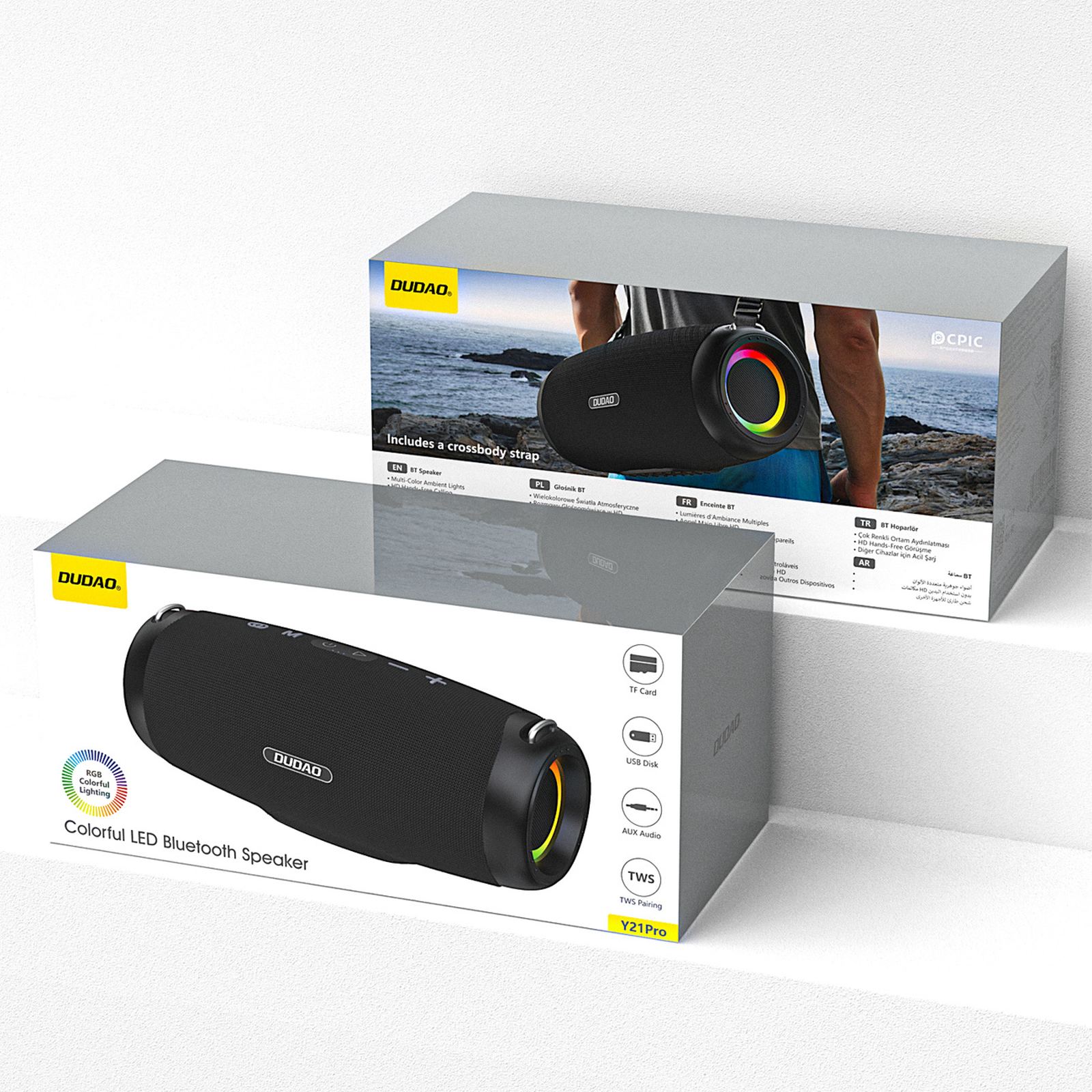 Belaidis Garsiakalbis Su Rgb Apšvietimu Ir „bluetooth“ – Juodas