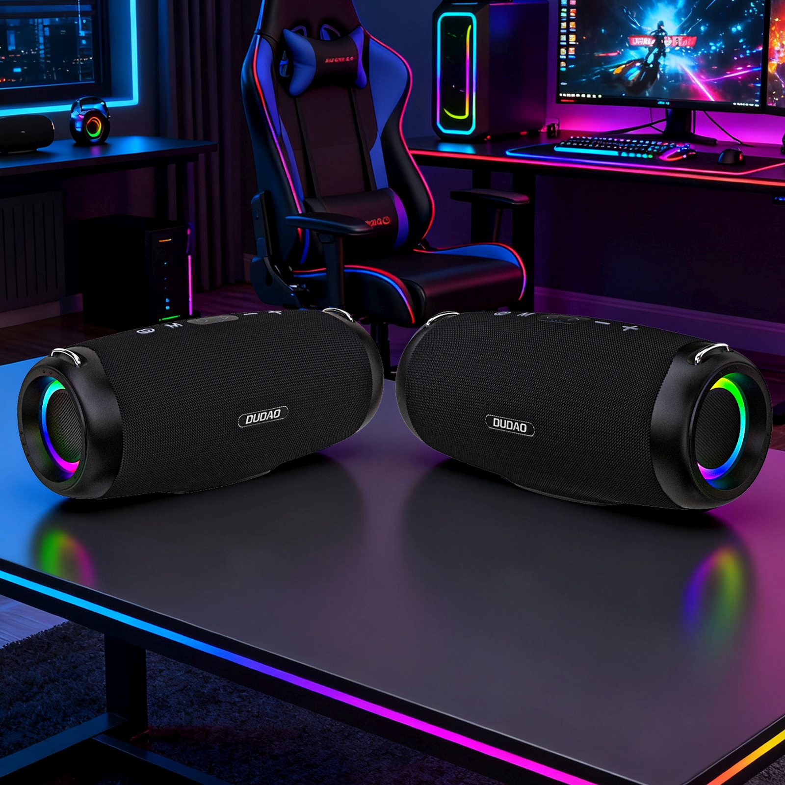 Belaidis Garsiakalbis Su Rgb Apšvietimu Ir „bluetooth“ – Juodas