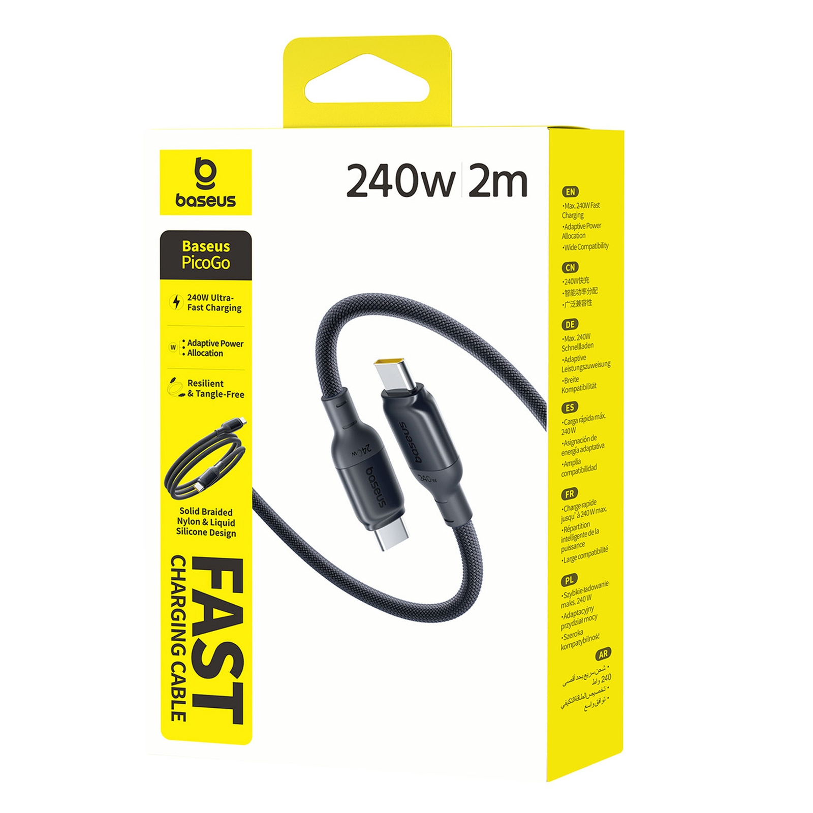 Usb-c Kabelis, 240 W, 2 M – Juodas