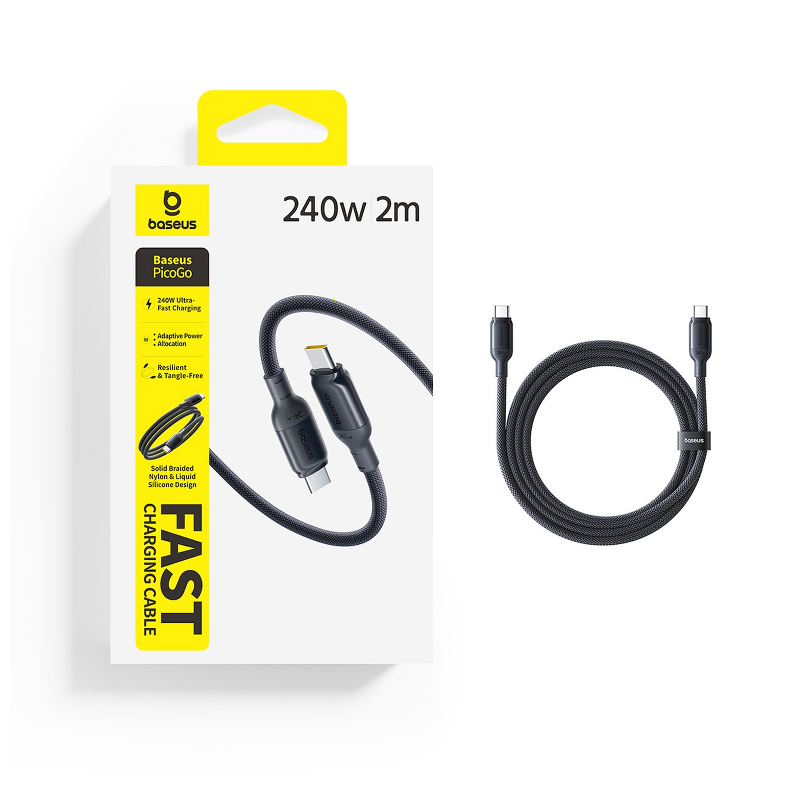 Usb-c Kabelis, 240 W, 2 M – Juodas