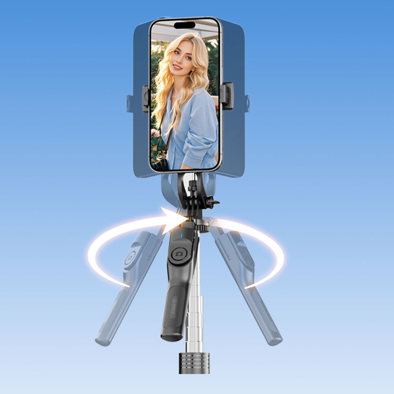 „selfie“ Lazdos Trikojis 1/4'' Telefonui, Kamerai Ar Fotoaparatui Su 360 Laipsnių Pasukimu, „bluetooth“ – Juodas