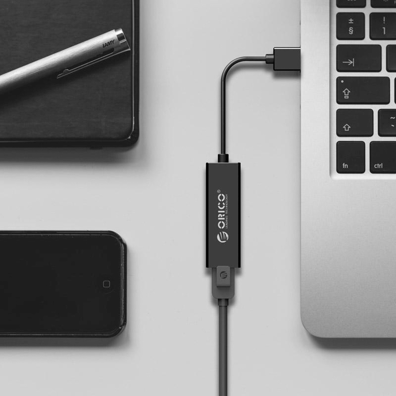 Išorinė Usb-a – Rj45 Tinklo Plokštė, 10/100/1000 Mbps – Juoda