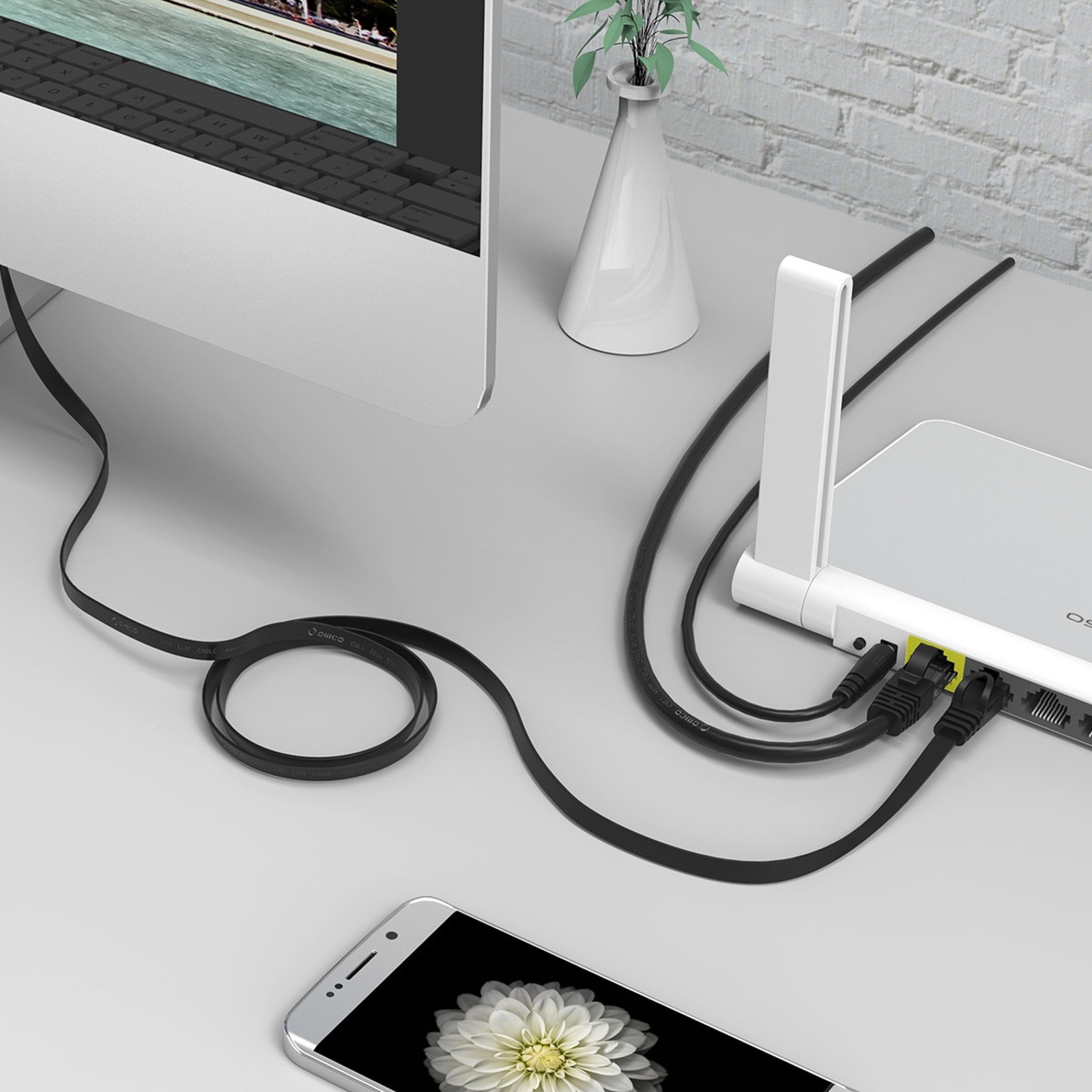Ethernet Cat7 10 Gbps Rj45 Lan Plokščias Internetinis Tinklo Kabelis, 10 M – Juodas
