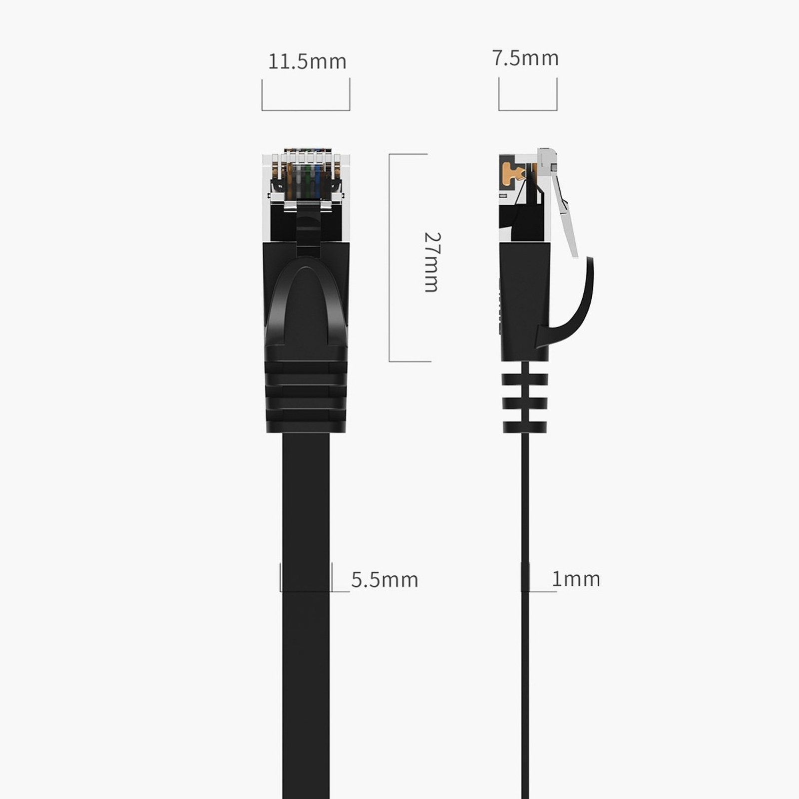 Ethernet Cat7 10 Gbps Rj45 Lan Plokščias Internetinis Tinklo Kabelis, 10 M – Juodas