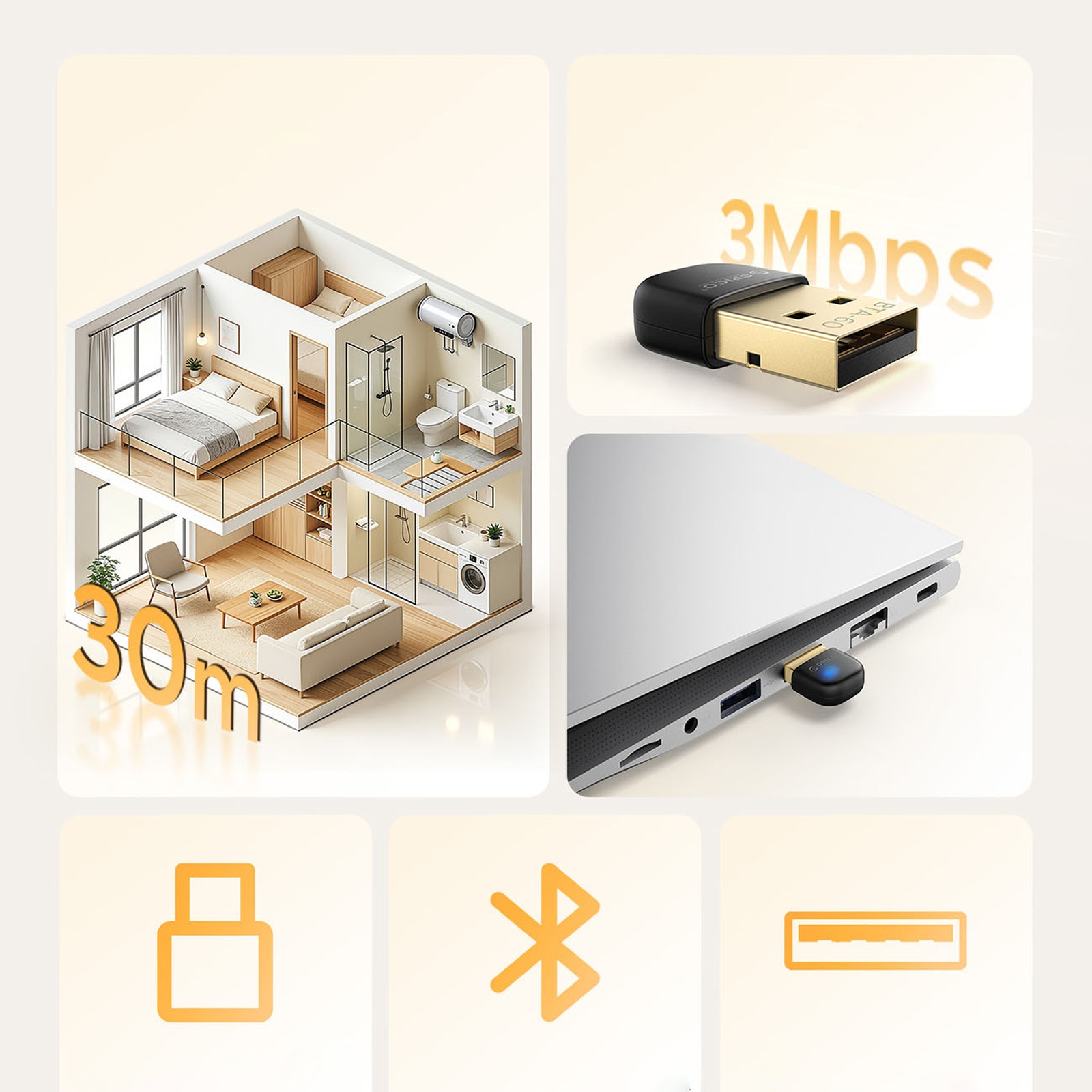 „bluetooth 6.0“ Adapteris – Juodas