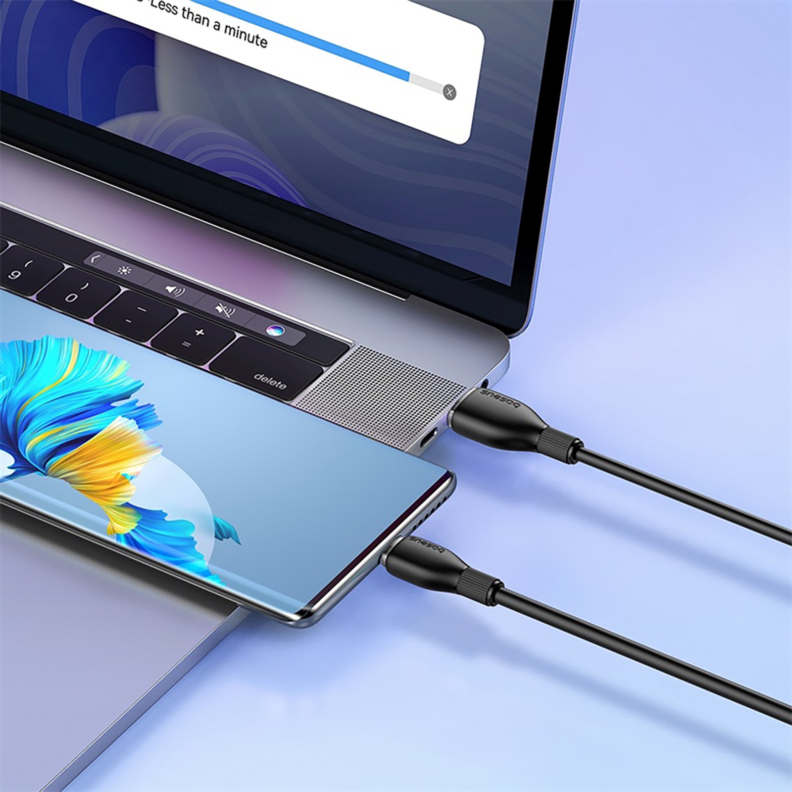 Usb-a – Usb-c Laidas „pudding“ 100 W, 1,2 M – Juodas