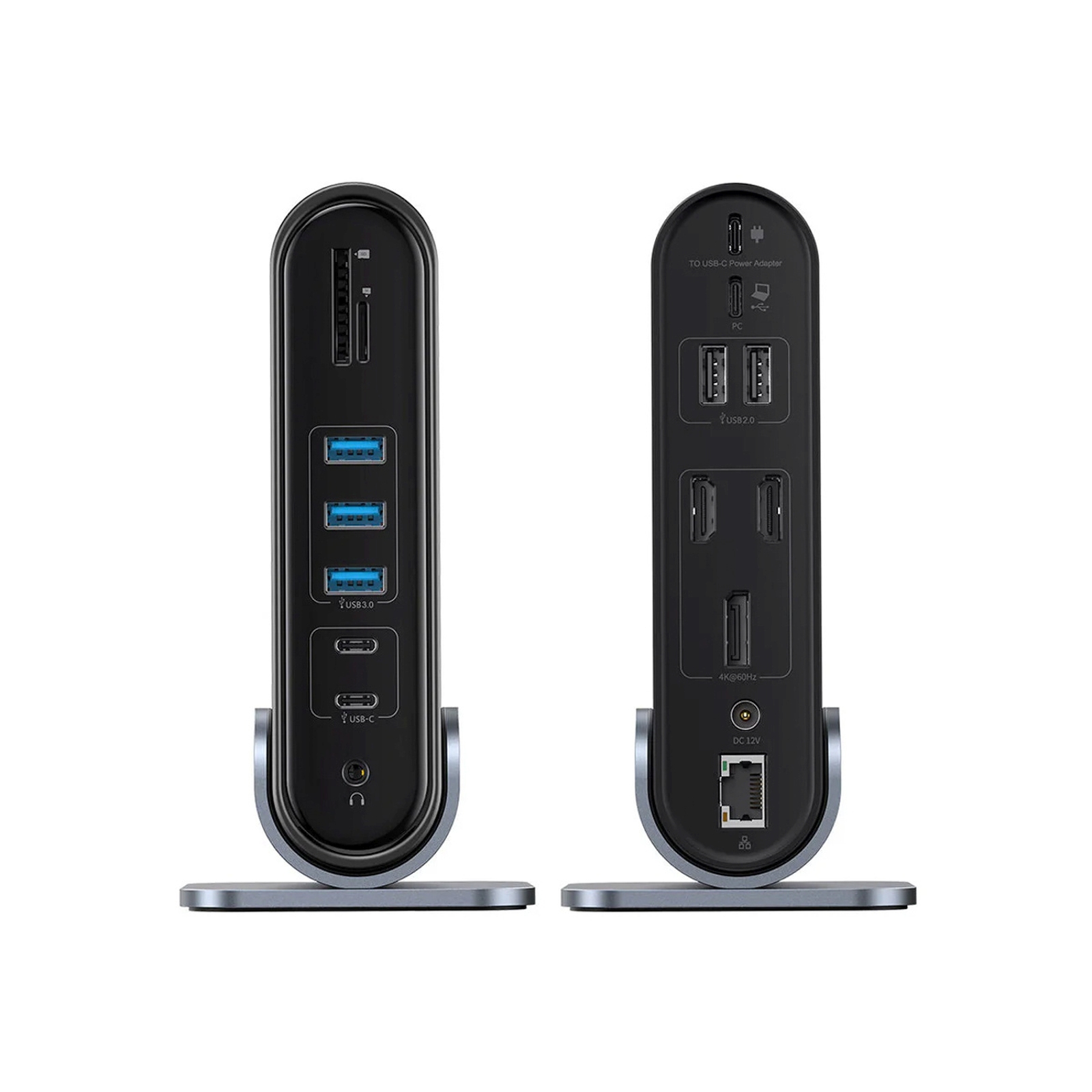 Usb-c – Hdmi Dp – Usb-a – Usb-c – Rj45 – Pd – Pc – Sd – Tf – 3,5 Mm Minijack Jungčių Doko Stotis – Pilka