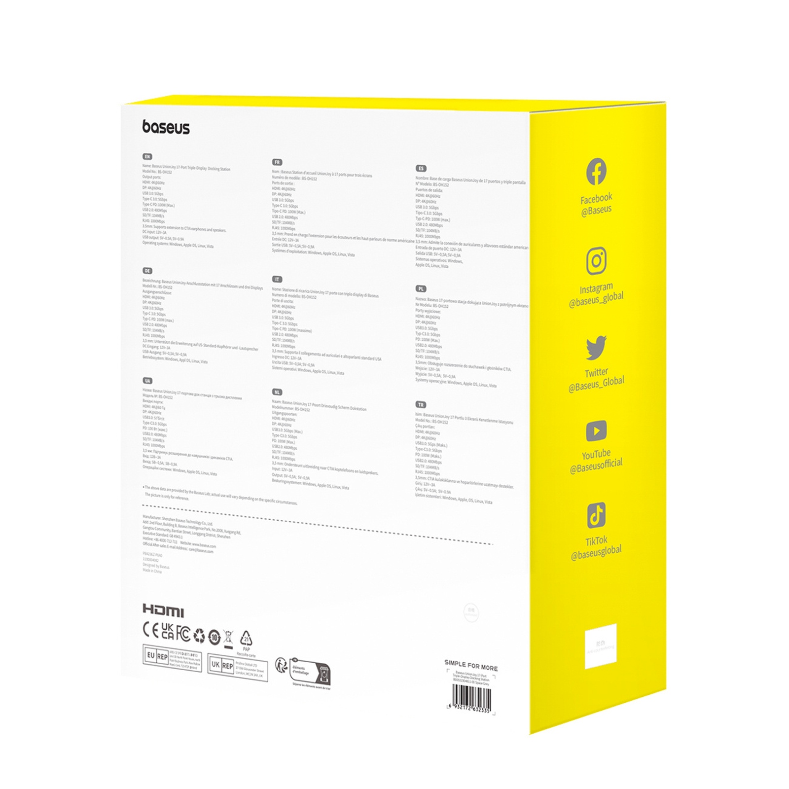 Usb-c – Hdmi Dp – Usb-a – Usb-c – Rj45 – Pd – Pc – Sd – Tf – 3,5 Mm Minijack Jungčių Doko Stotis – Pilka