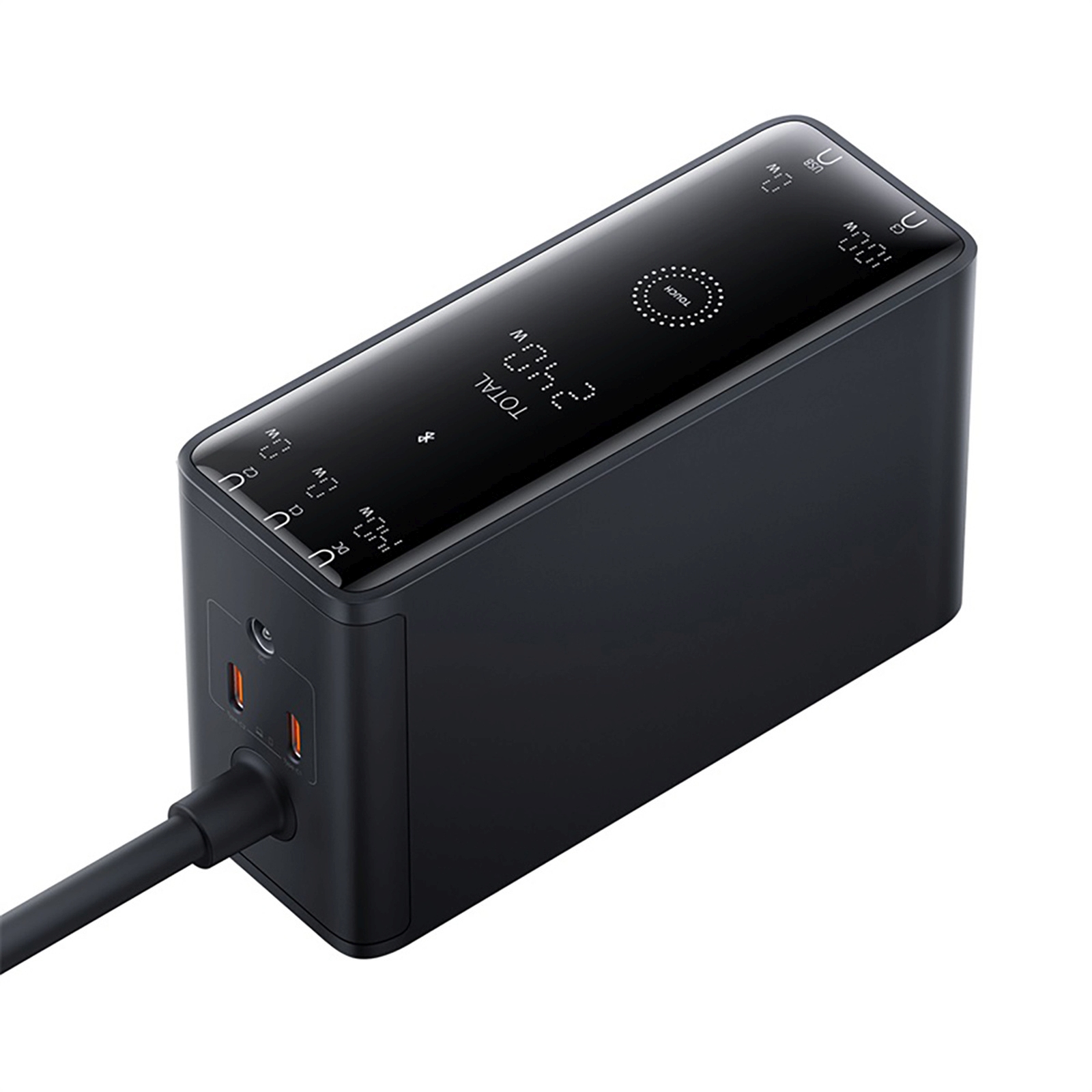 240 W Gan Usb-a Ir Usb-c Tinklinis įkroviklis Su Maitinimo Kabeliu – Juodas