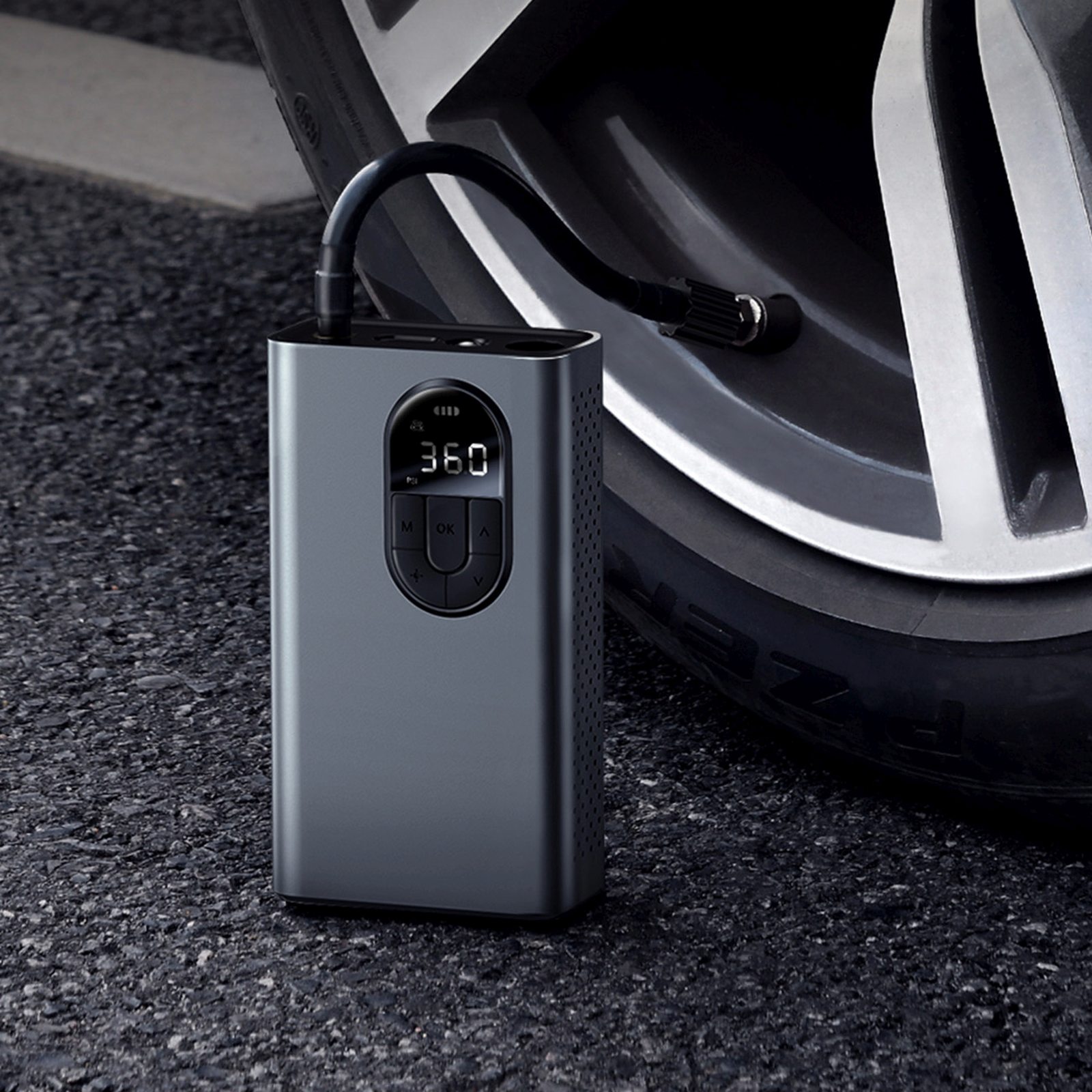 Automobilinis Kompresorius-pompa 5–120 Psi – Pilkos Spalvos