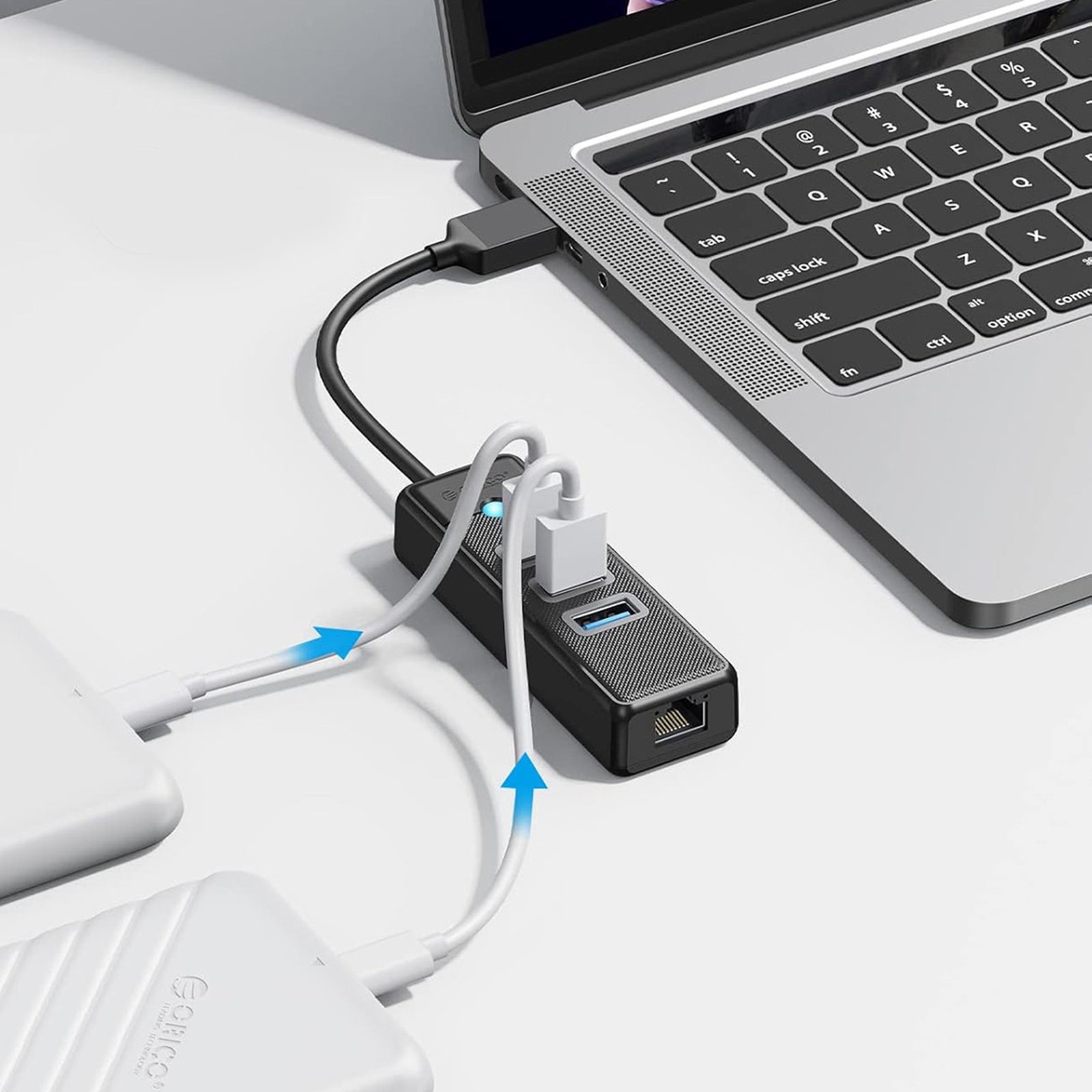 4 Prievadų Usb-a – Usb-a Rj45 2,5g Ethernet 1,8 M šakotuvas – Juodas