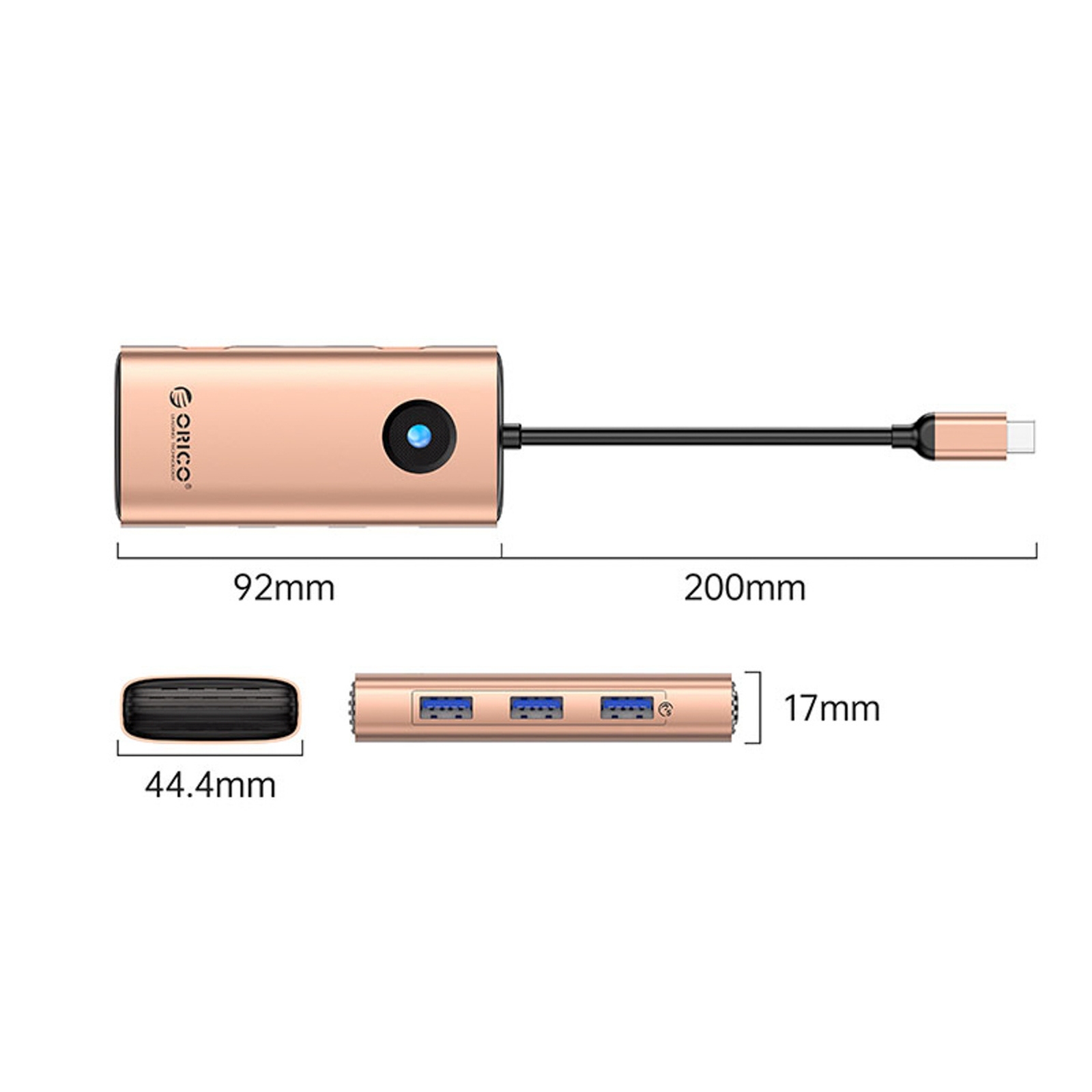 6-in-1 Usb-c Doko Stotis – Usb-a, Usb-c, Hdmi, Rj45, Pd 100 W, 4k, 30 Hz – Rožinė Auksinė