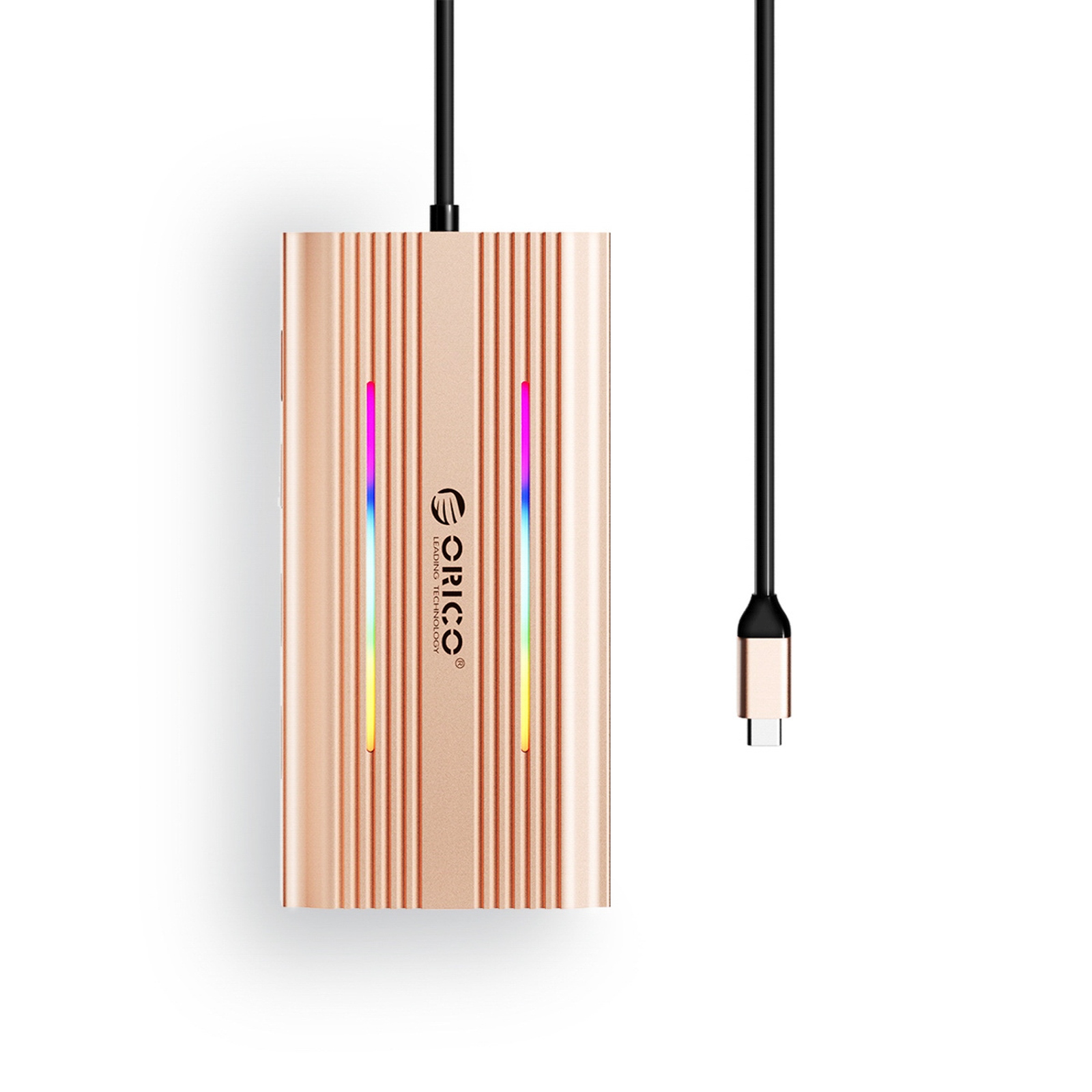 „hub 12-in-1“ Doko Stotis: Usb-c – Usb-a, Usb-c, Hdmi, Vga, Rj45, Sd, Pd 100 W, 4k, 1000 Mbps, Rgb – Rožinė Auksinė