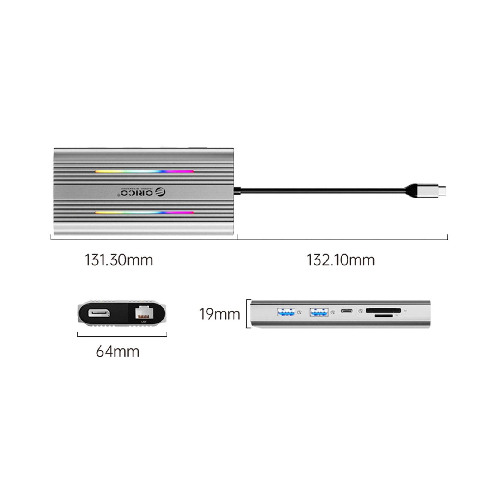 Hub 12-in-1 Usb-c – Usb-a, Usb-c, Hdmi, Displayport, Rj45, Sd/microsd, 4k, Pd 100 W, Rgb – Sidabrinis