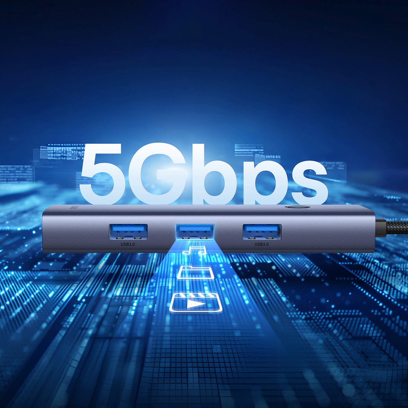 Usb-a į Usb-c Skirstytuvas, 5 V, 50 Cm – Pilkos Spalvos