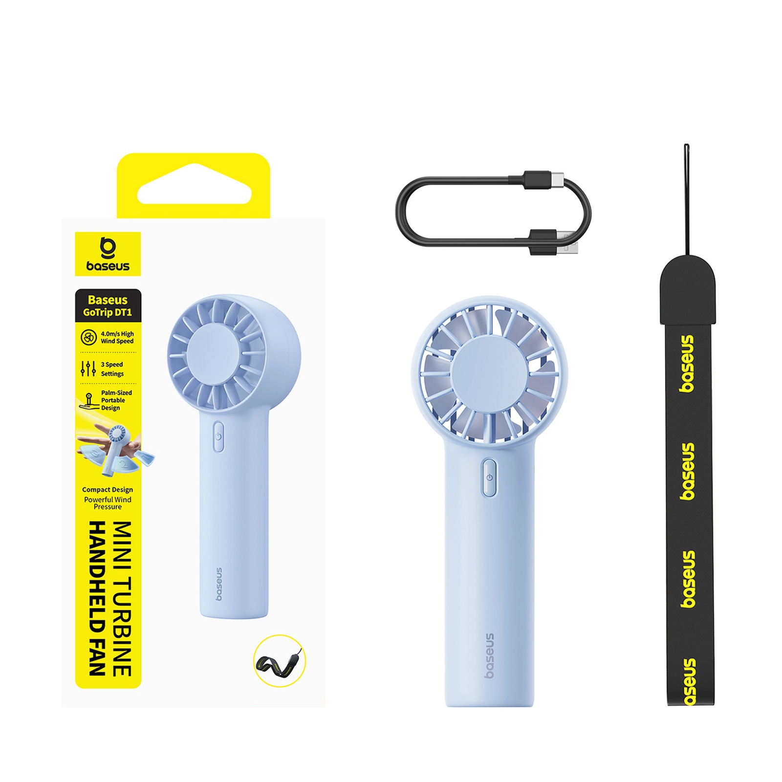 Nešiojamas Rankinis Ventiliatorius 1200 Mah – Mėlynas