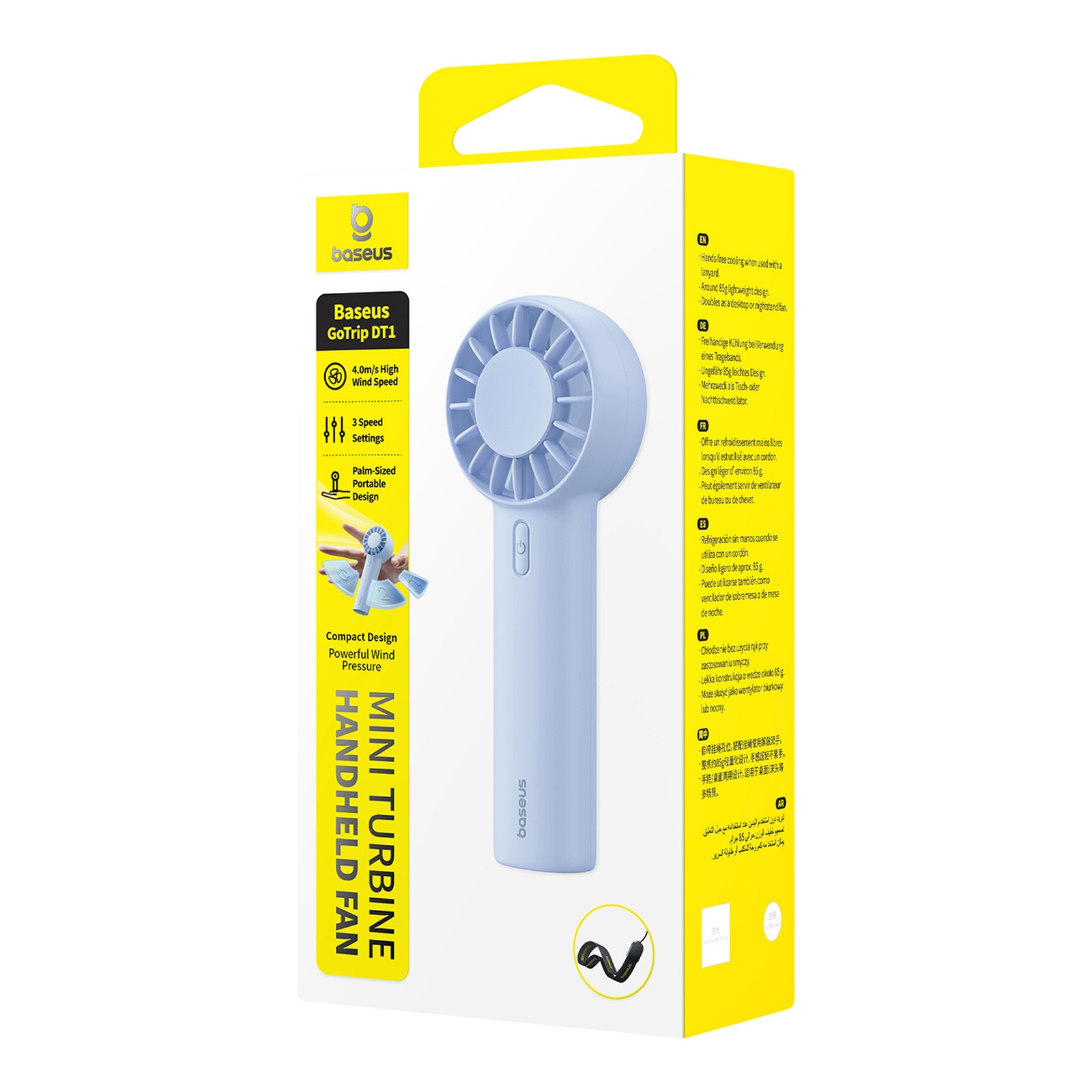 Nešiojamas Rankinis Ventiliatorius 1200 Mah – Mėlynas