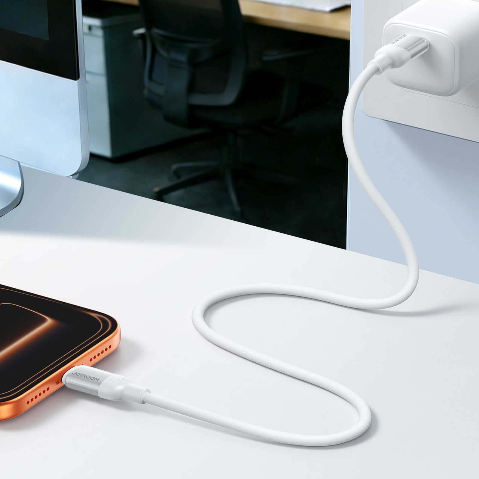 Usb-a – Usb-c Laidas „lively Series“ 3a, 1,2 M – Baltas