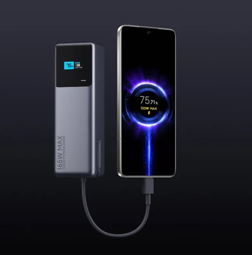 Xiaomi 165W Išorinė baterija (Power Bank) 10000mAh, integruotas kabelis, Pilka
