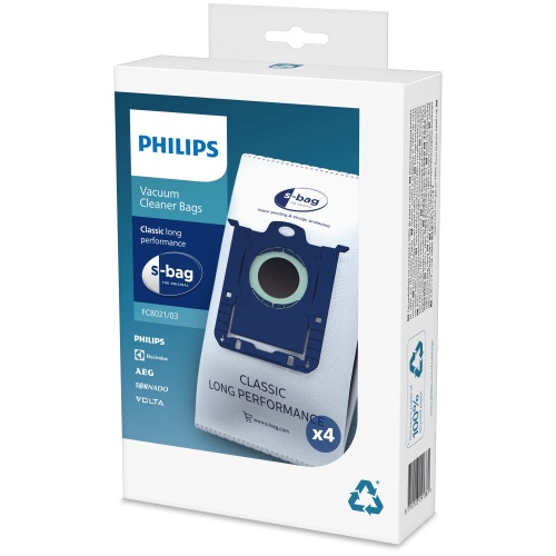 Philips s-bag Classic Long Performance (4-pack) FC8021/03 Universalūs dulkių siurblių maišeliai