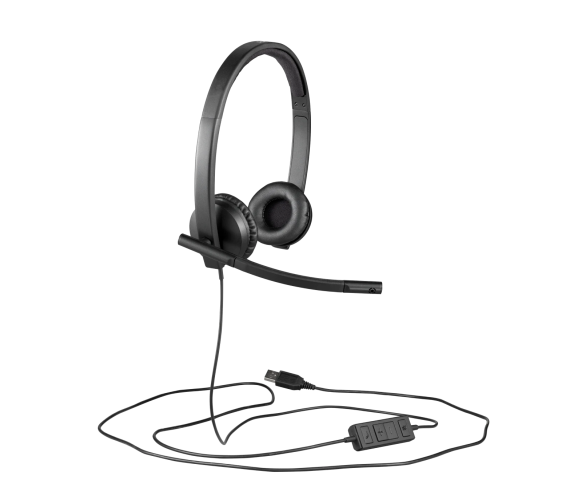 Logitech H570e Mono MS Teams Laidinės ausinės USB-A, Juoda