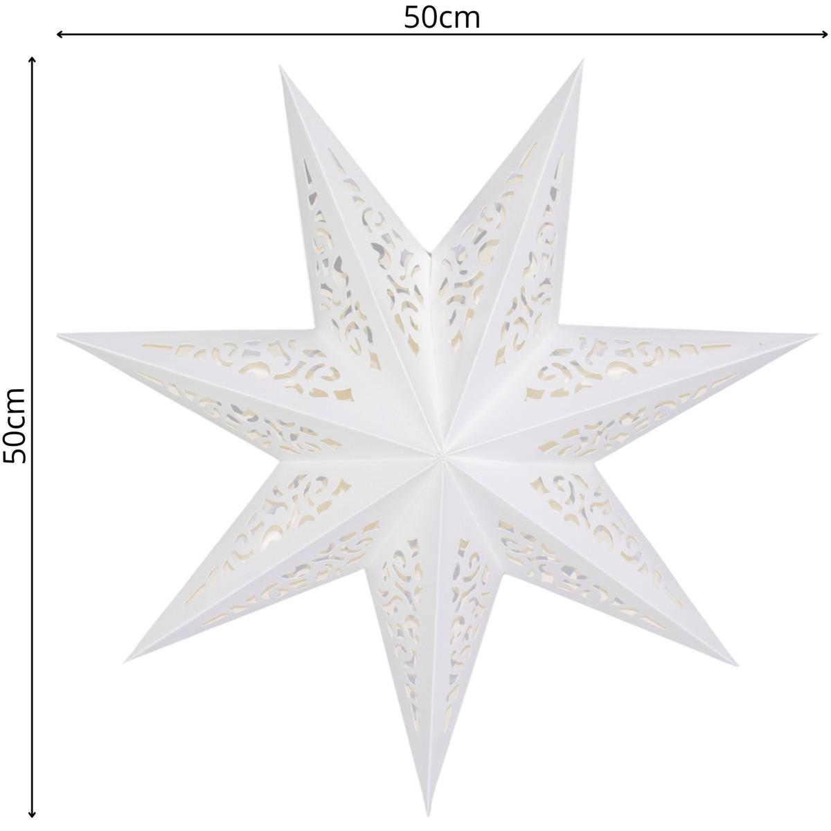 Popierinė Dekoracija – 45 Cm 7 Spindulių Balta žvaigždė