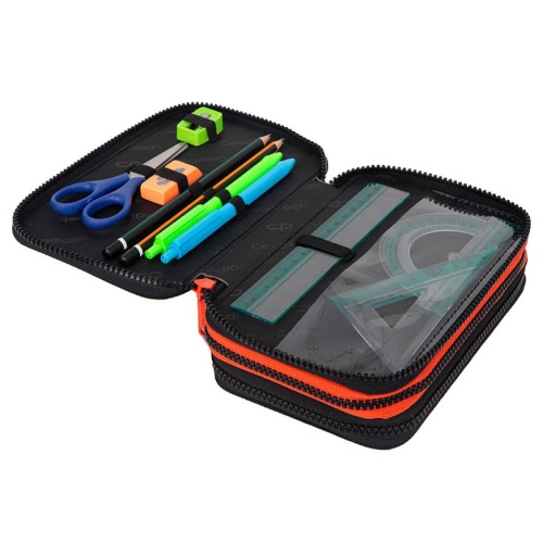 Forminis trijų skyrių penalas su priedais CoolPack Jumper 3 Grey Ball
