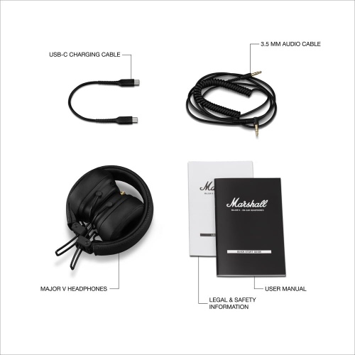 Marshall Major V Belaidės ausinės, Bluetooth, Black