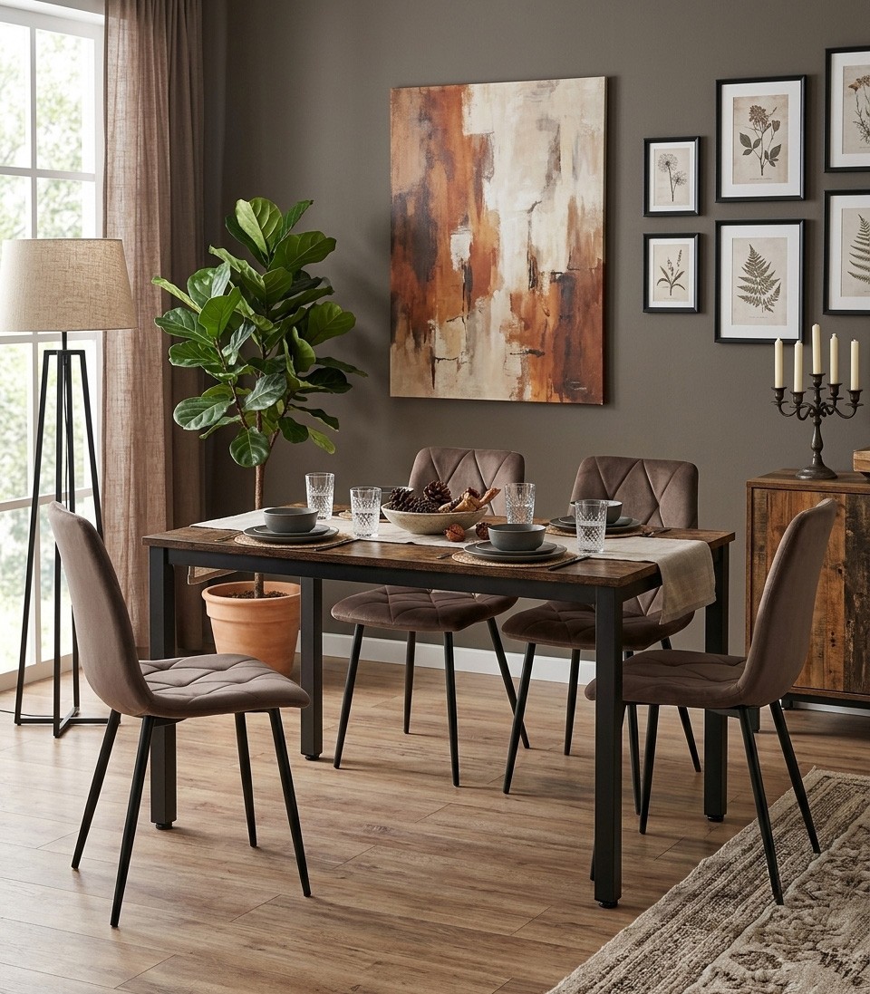 Kėdė „libra“ – Tamsiai Rudos Spalvos Aksomas / Juodos Kojos, 4 Vnt.