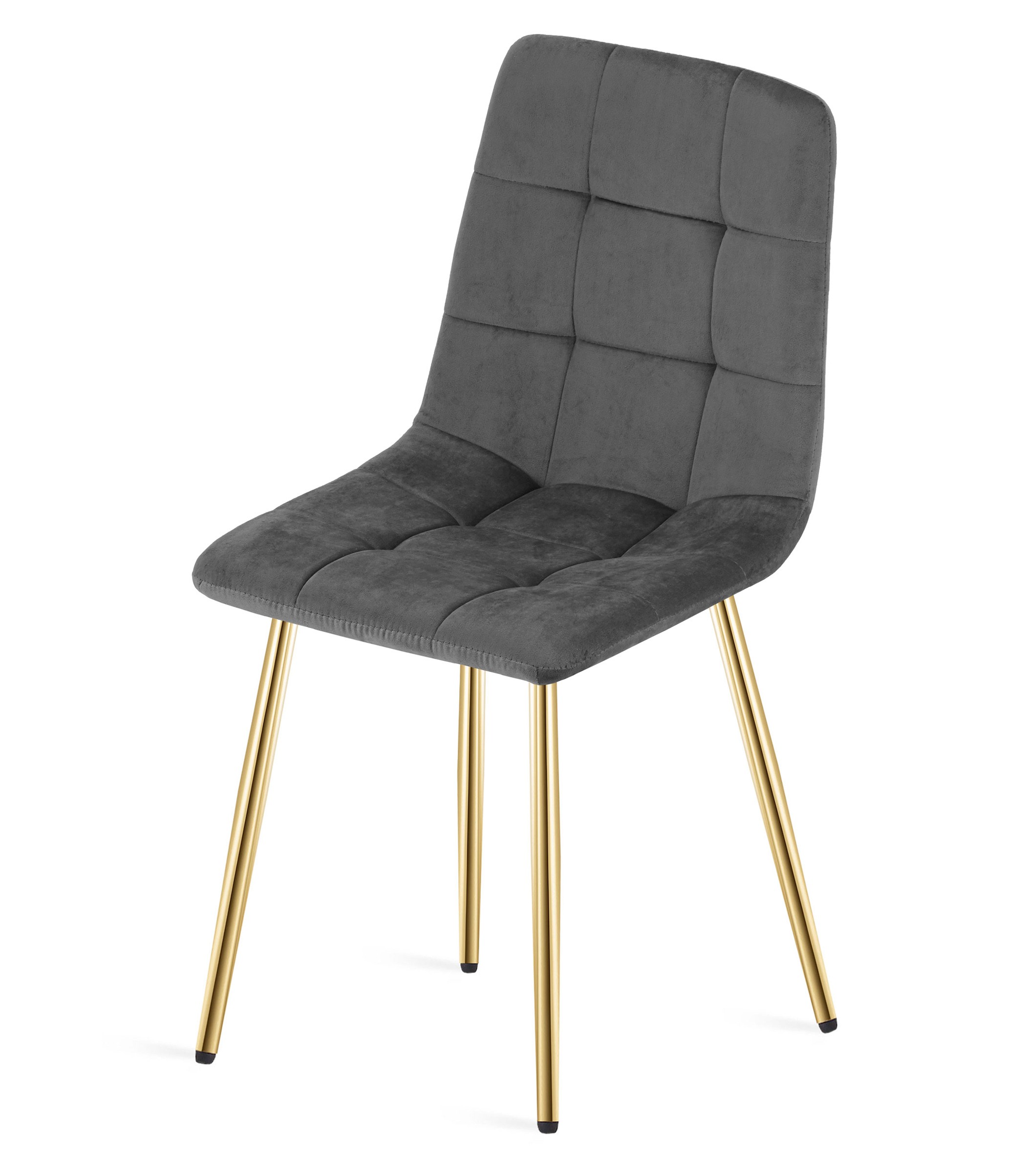 Kėdė „kara“ – Tamsiai Pilkos Spalvos Aksomas / Auksinės Kojos, 2 Vnt.