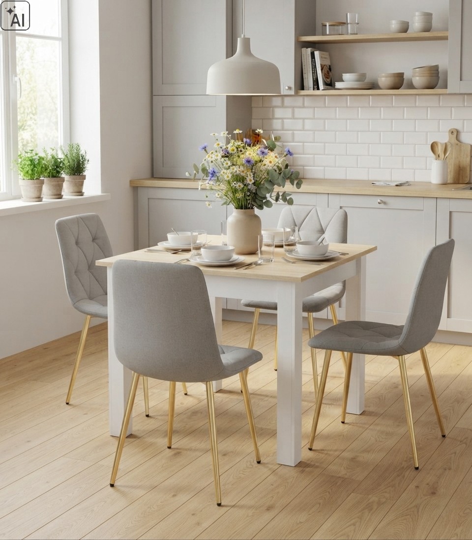 Kėdė „libra“ – šviesiai Pilkos Spalvos Audinys / Auksinės Kojos (4 Vnt.)