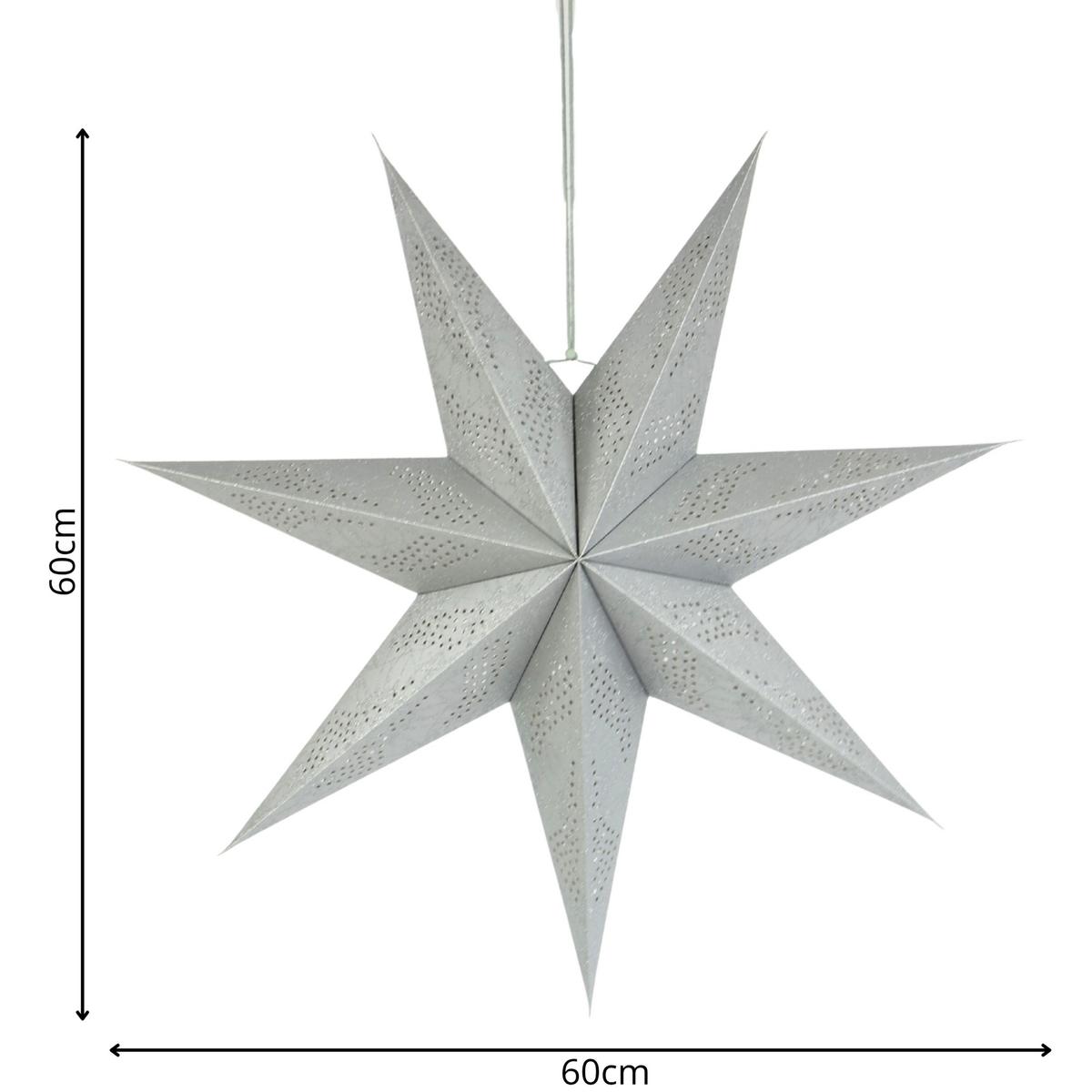 60 Cm Popierinė Dekoratyvinė žvaigždė, Sidabrinė