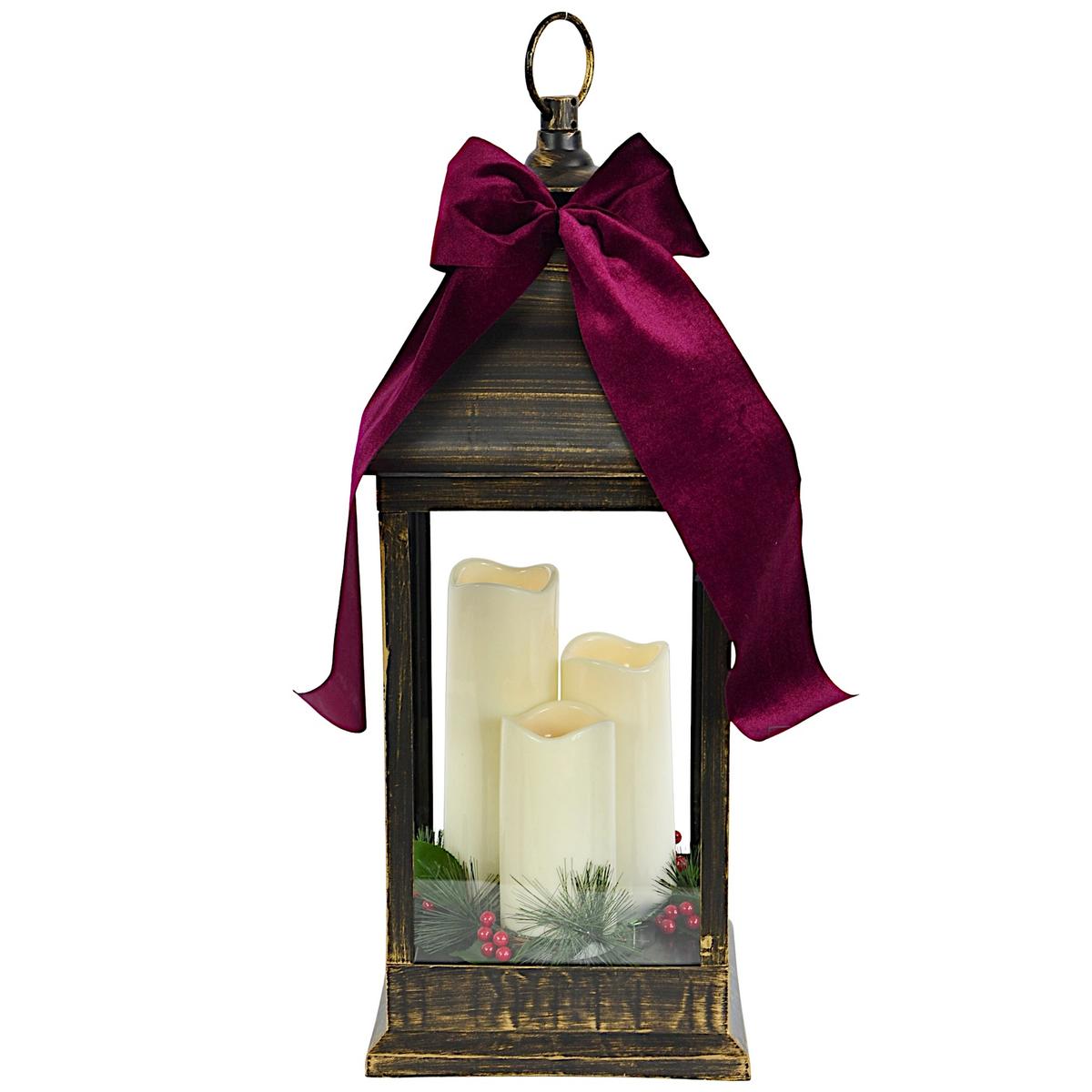 Advento žibintas, žvakidė, Led 60 Cm, 3 žvakės, Juodas