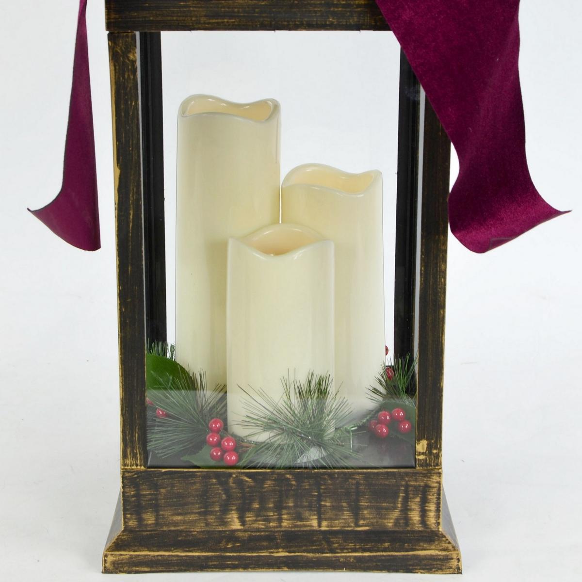 Advento žibintas, žvakidė, Led 60 Cm, 3 žvakės, Juodas