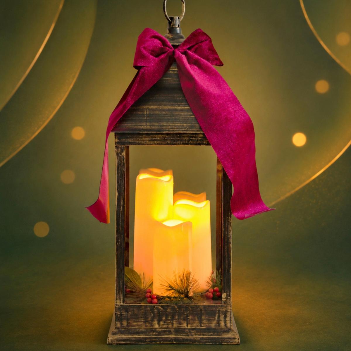 Advento žibintas, žvakidė, Led 60 Cm, 3 žvakės, Juodas